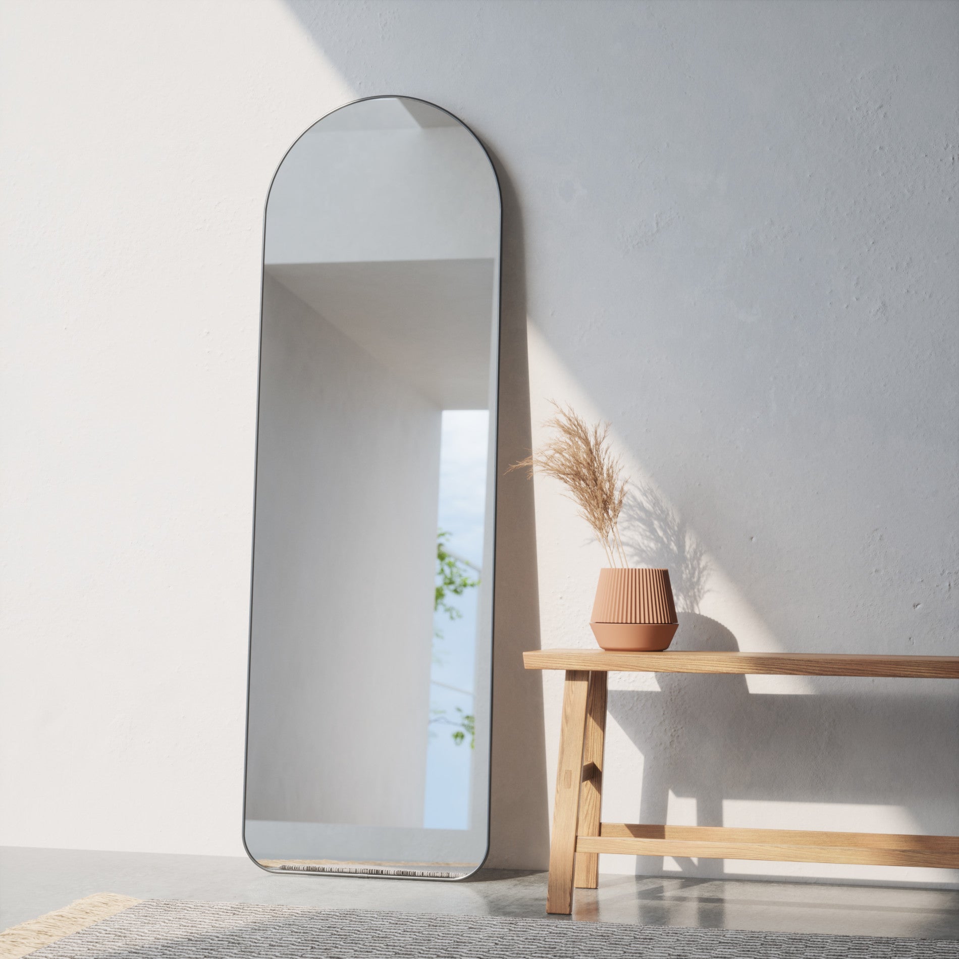 Hubba Arched Leaning Full Length Mirror - Wall Mounted or Freestanding Floor Mirror for Bedroom, Living Room & Entryway Decor