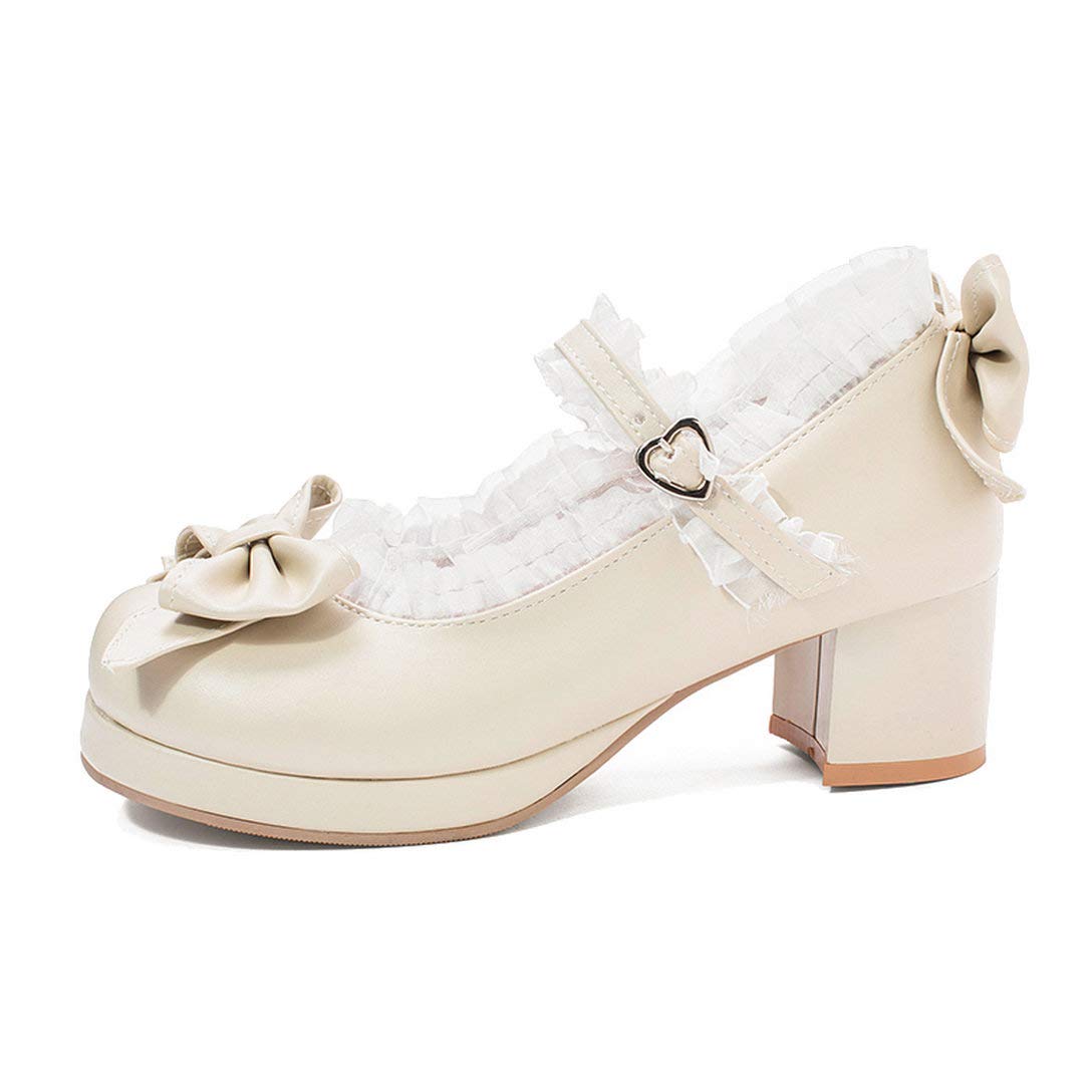 Alsoloveu Women's Lolita Platform Mary Jane Shoes - Chunky Heel, Ankle Strap & Round Toe - Sweet Vintage Dress Shoes for Cosplay, Tea Parties & Kawaii Fashion