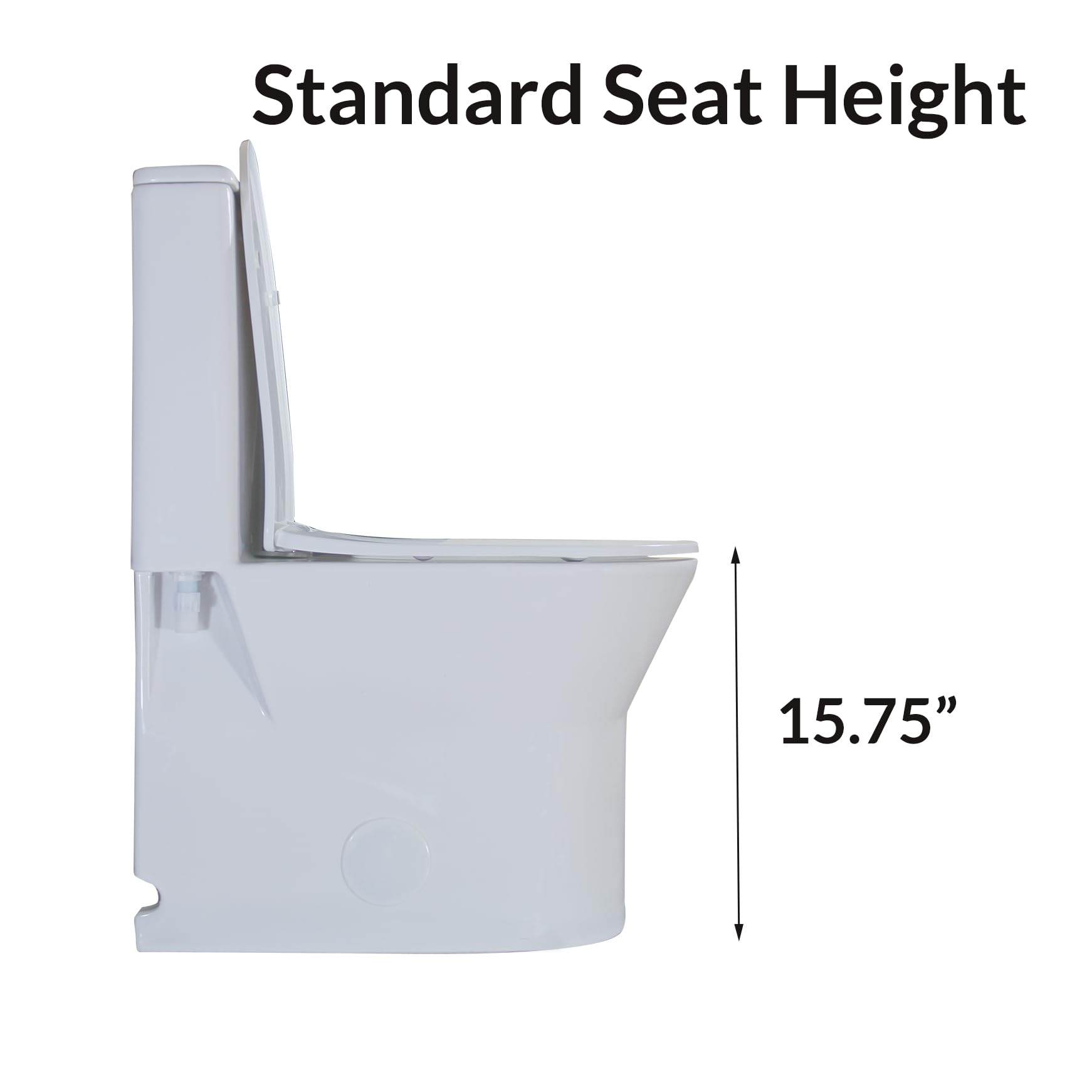 WinZo 23-Inch One Piece Toilet with 10-Inch Rough-In - Compact Space-Saving Design for Small Bathrooms - White with Golden Button - Perfect for Apartments, Tiny Homes & Powder Rooms