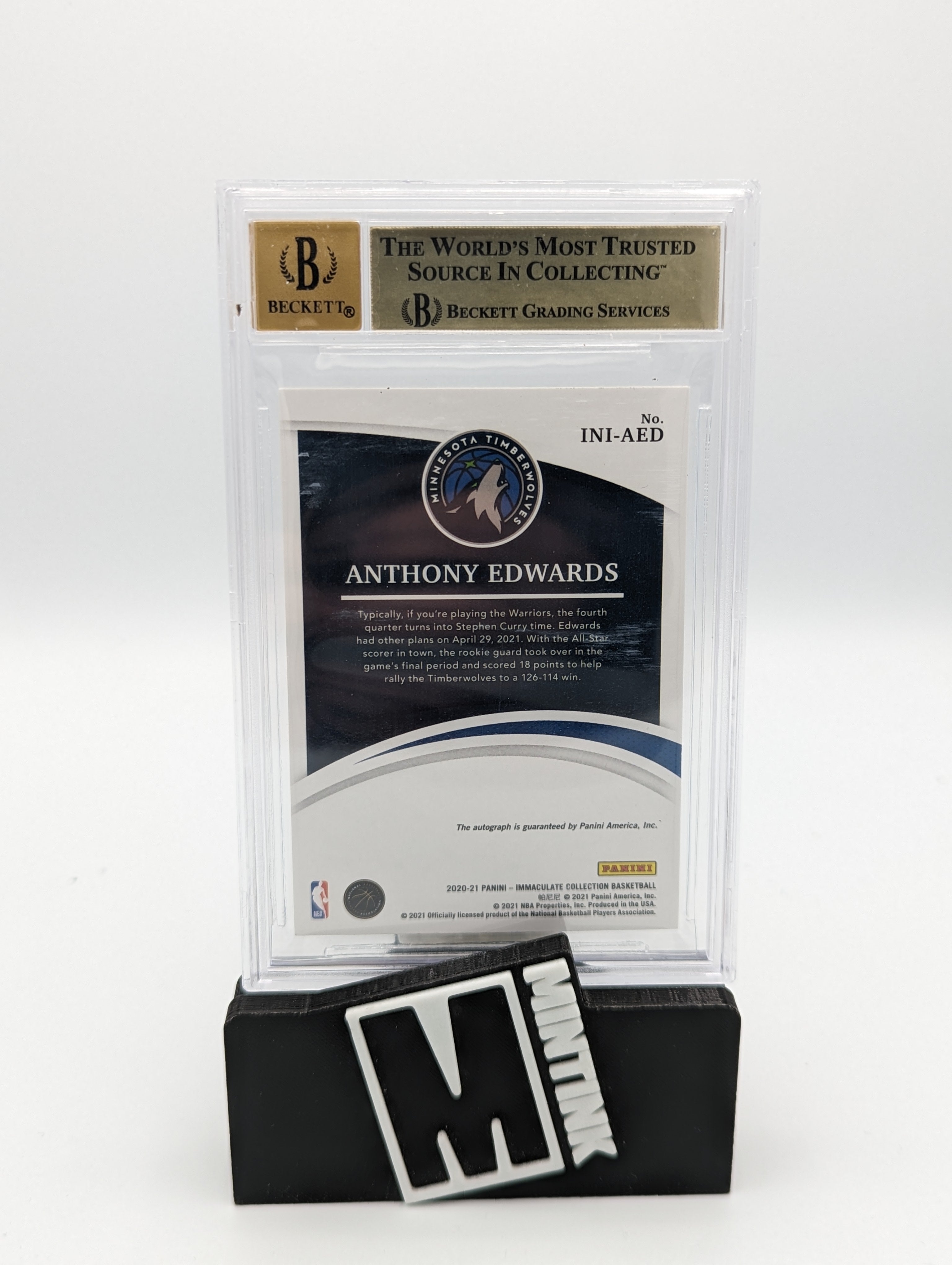 2020-21 Panini Immaculate Basketball Anthony Edwards Rookie Initiation Ink Autograph Card /99 BGS 9.5 - Perfect for Collectors, Investment & Display in Home or Office