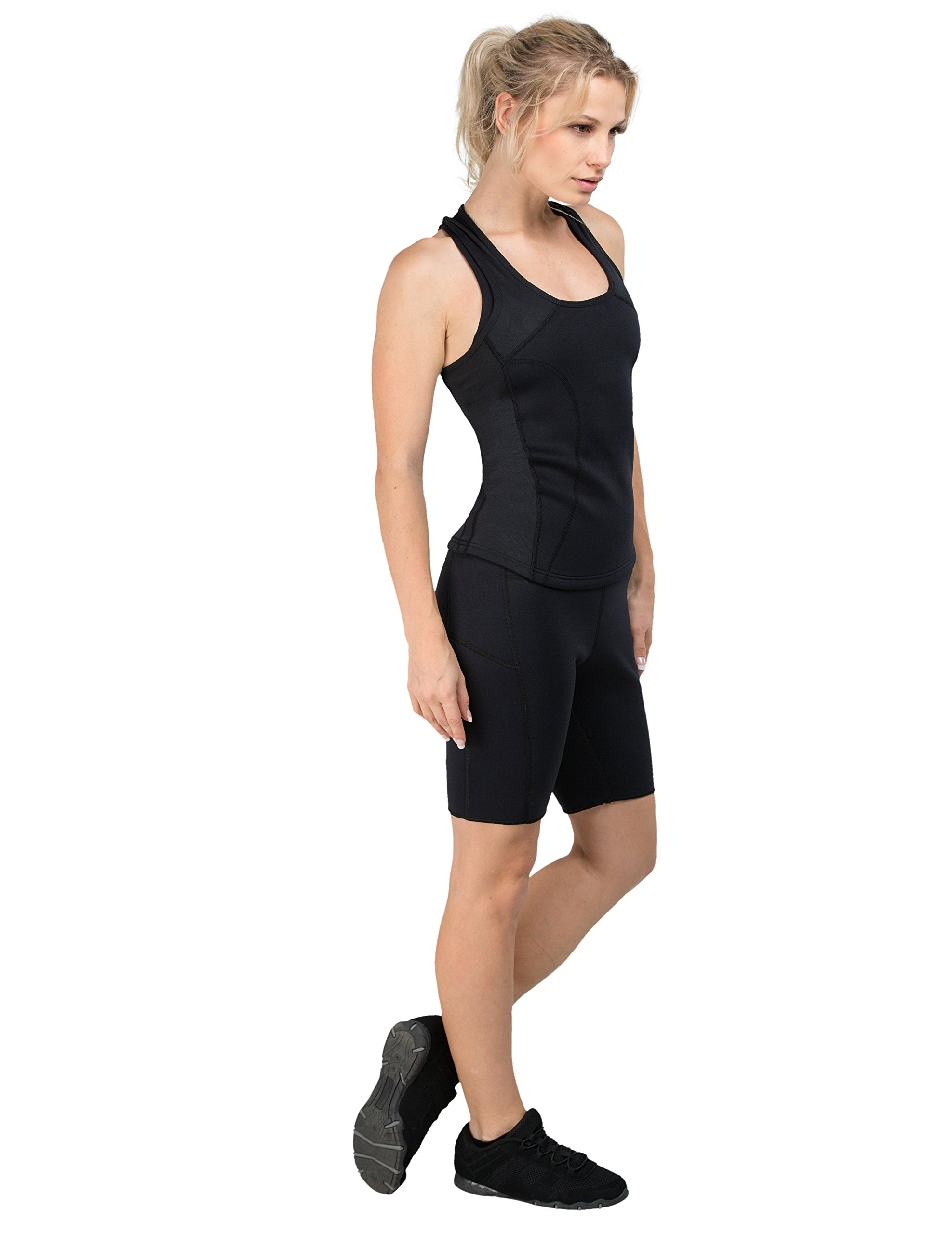 Delfin Spa Women's Neoprene Anti-Cellulite Workout Tank Top with Heat Retention - Slimming Racerback Design for Full Coverage - Regular & Plus Size - Perfect for Yoga, Gym & Postpartum Recovery