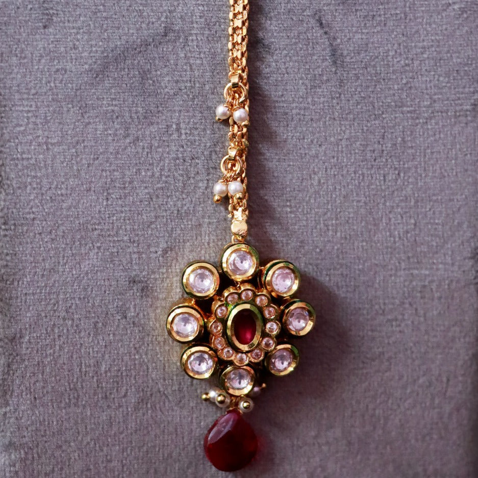 Exquisite Designer Gold Plated Royal Kundan Maangtikka (D74) - Perfect for Weddings, Parties & Indian Traditional Events