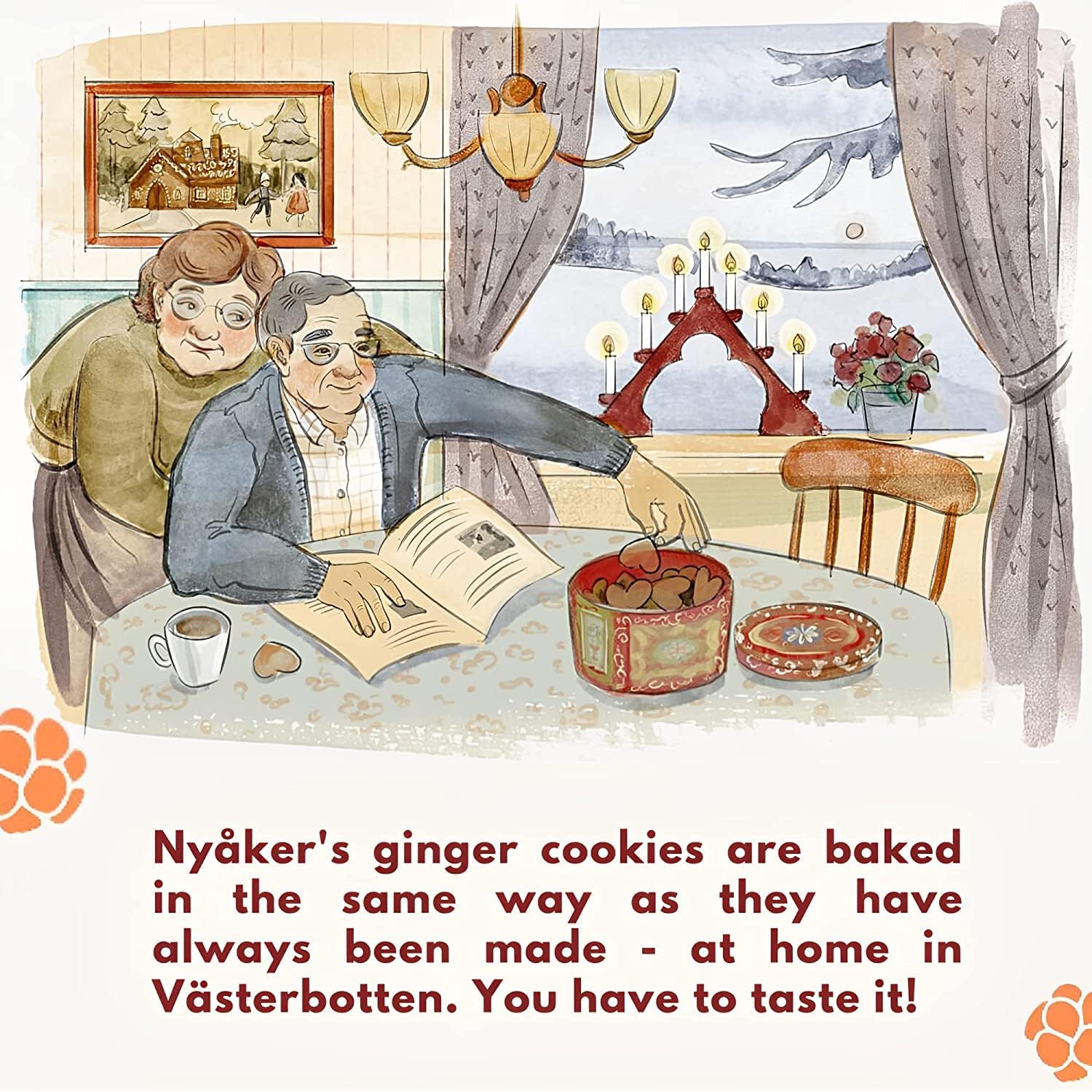 Nyakers Swedish Pepparkakor Lemon Ginger Snaps Cookies - Old Fashioned Thin Ginger Biscuits with Real Ginger & Lemon - Vegan, Palm Oil Free - 5.3oz (Pack of 12) - Perfect for Holiday Gifts, Tea Time & Snacking