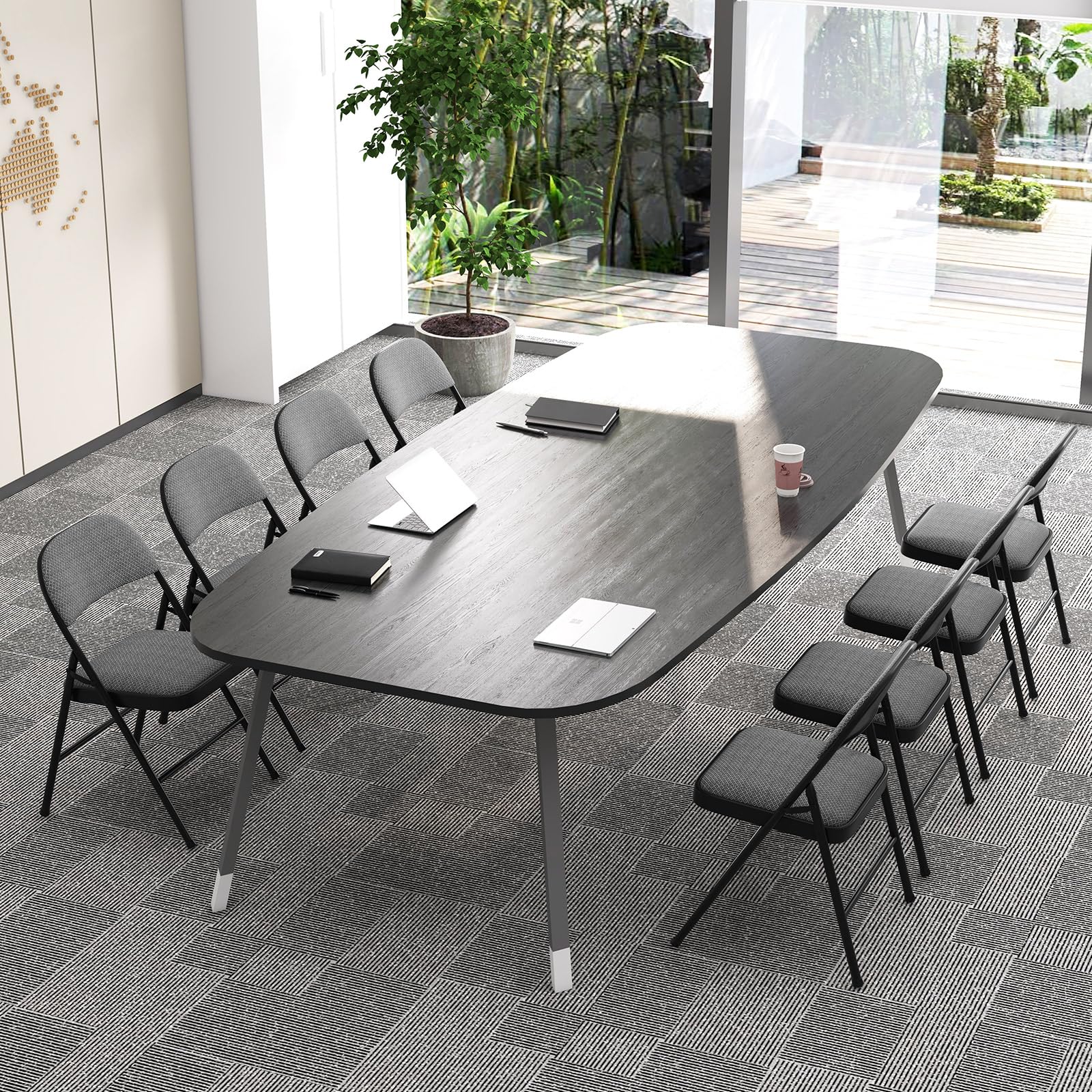 Casart 4-Pack Folding Chairs - Portable Dining Chairs with Padded Seat & Back, Sturdy Metal Frame - Foldable Guest Chairs for Home, Office, Party, Event & Conference Room (Grey & Black) - Perfect for Indoor & Outdoor Gatherings, Camping & Extra Seating