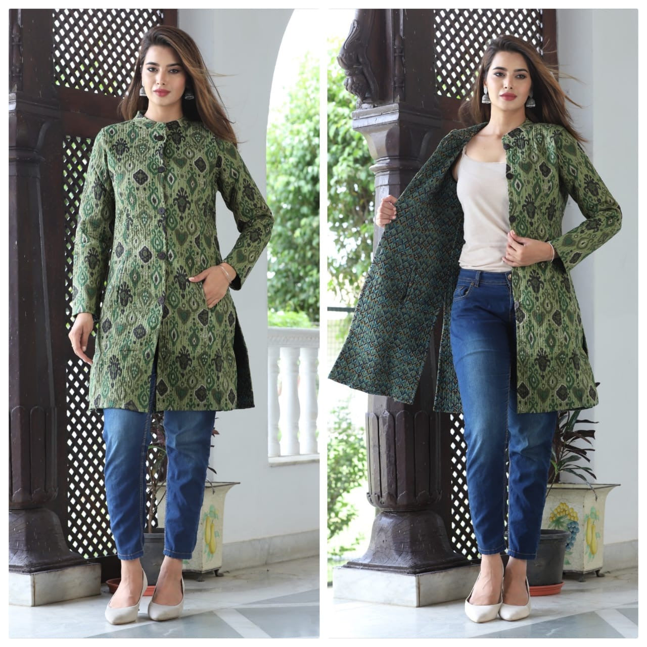 Reversible Quilted Jacket for Women - Lightweight Puffer Coat with Hood, Winter Warm Outerwear for Casual & Outdoor Activities