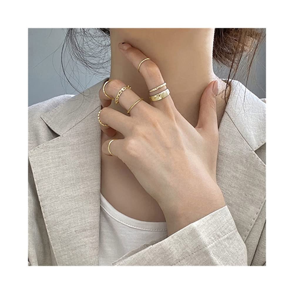 Minimalist Silver Rings Set for Women - Elegant Gold-Tone Stackable Rings for Everyday Wear & Party Jewelry | Perfect for Gifts, Date Nights & Special Occasions