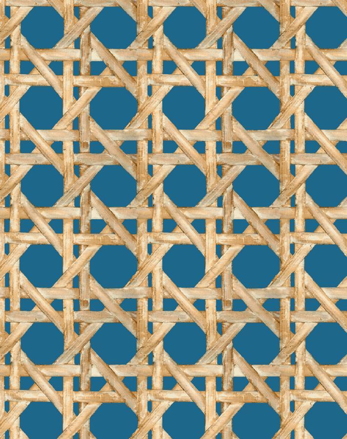 Wallshoppe Faux Caning Wallpaper - Cadet Blue Peel & Stick Removable Wallpaper for Bedroom, Living Room, and Office Decor