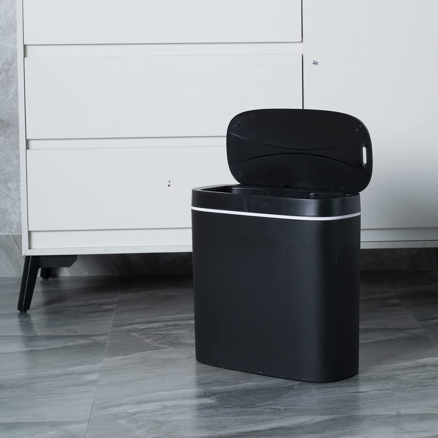 Sooyee 3.6 Gallon Automatic Touchless Trash Can with Lid - 14L Hands-Free Sensor or Foot Pedal Kitchen Office Bathroom Bedroom Living Room Garbage Bin - Perfect for Home, Office & Commercial Spaces (Black)