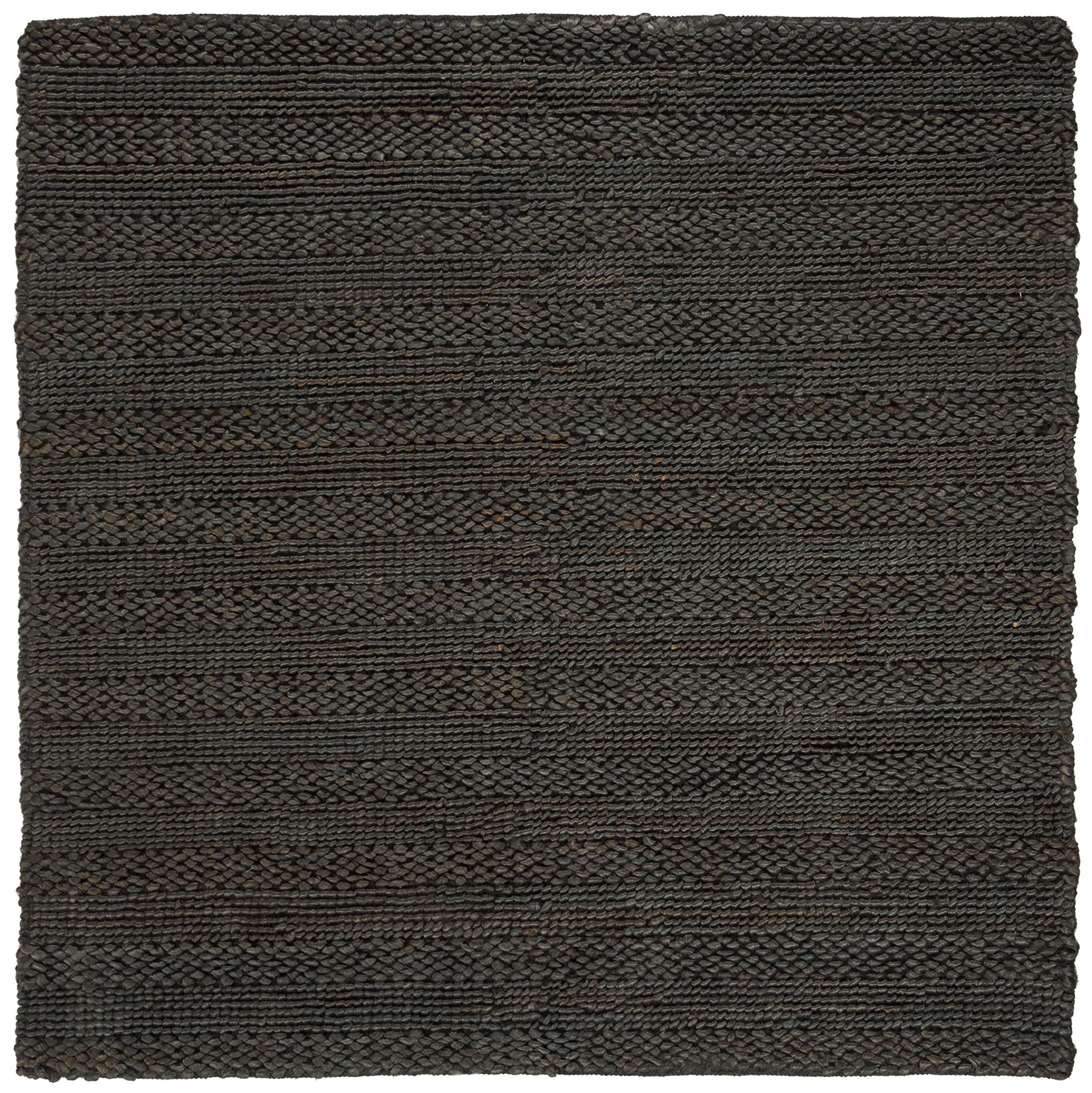 SAFAVIEH Handmade Braided Jute Area Rug 4'x4' Square - Natural Fiber Collection Charcoal NF212C - Perfect for Living Room, Bedroom & Boho Home Decor