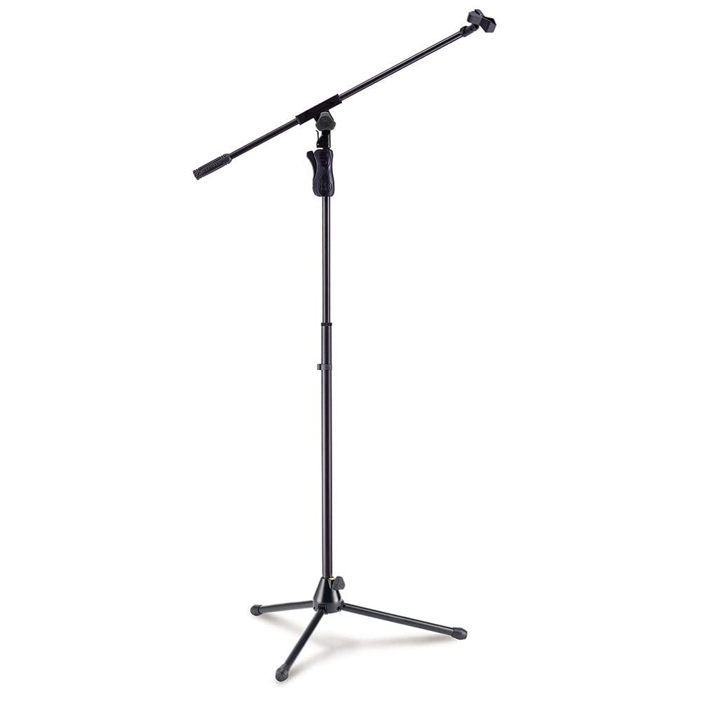 Hercules MS631B EZ Grip Tripod Microphone Stand with Boom Arm & Mic Clip - Professional Studio Mic Stand for Podcasting, Live Streaming & Home Recording