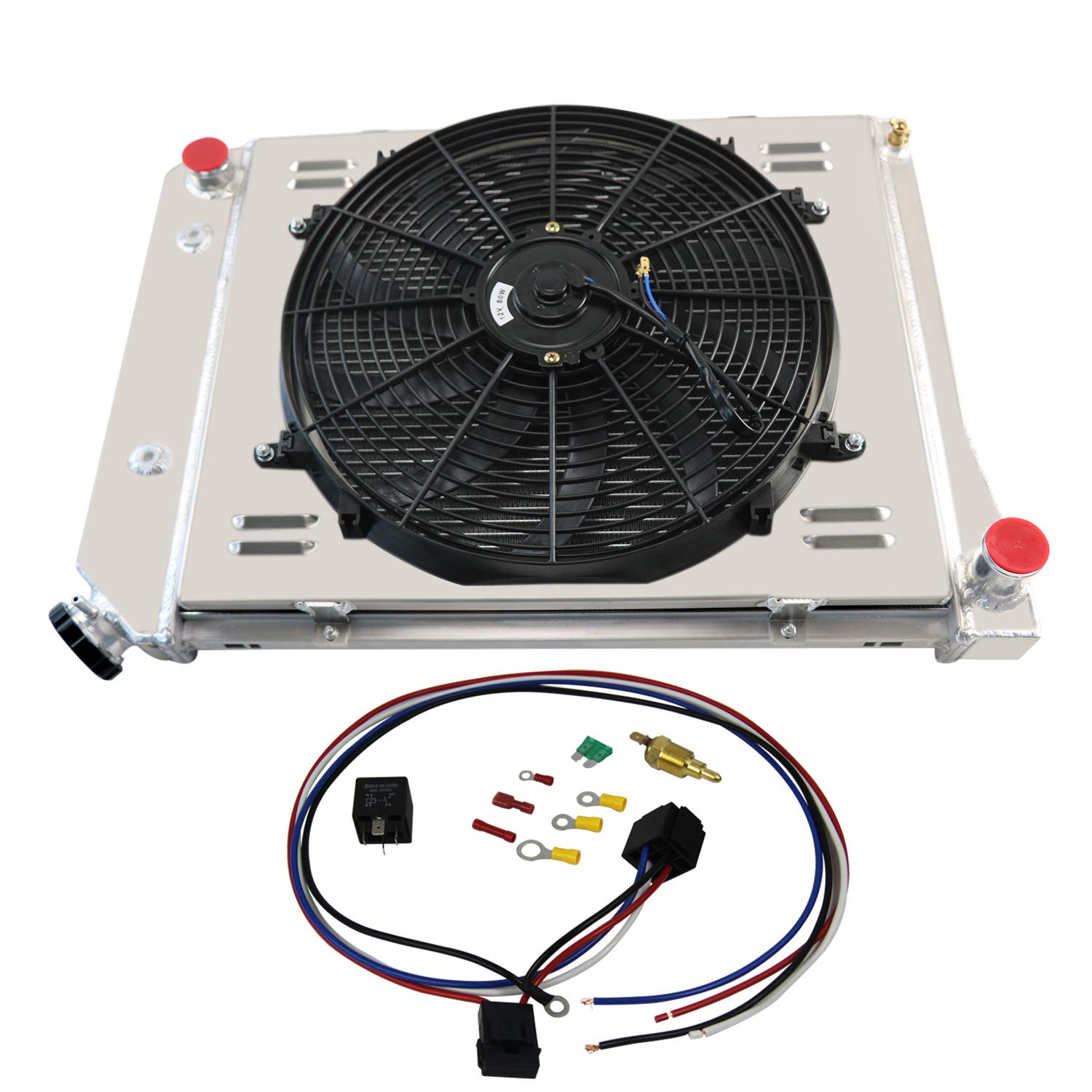 4-Row Aluminum Radiator Shroud Fan Kit for 1968-1974 Chevy Nova, 1968-1971 Chevelle & 1971-1980 Camaro - High Performance Cooling Upgrade for Classic Muscle Cars