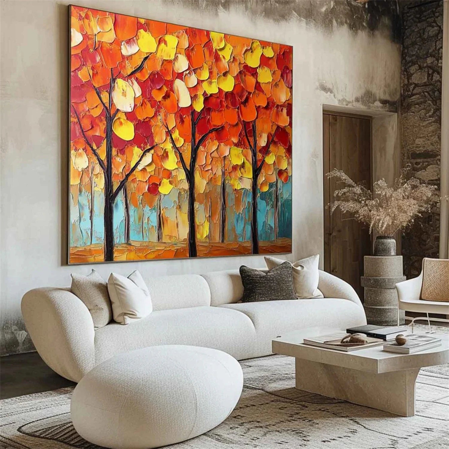 Beautiful Flower and Tree Canvas Painting #FT155 - Perfect for Home Decor, Living Room, Bedroom & Office Wall Art