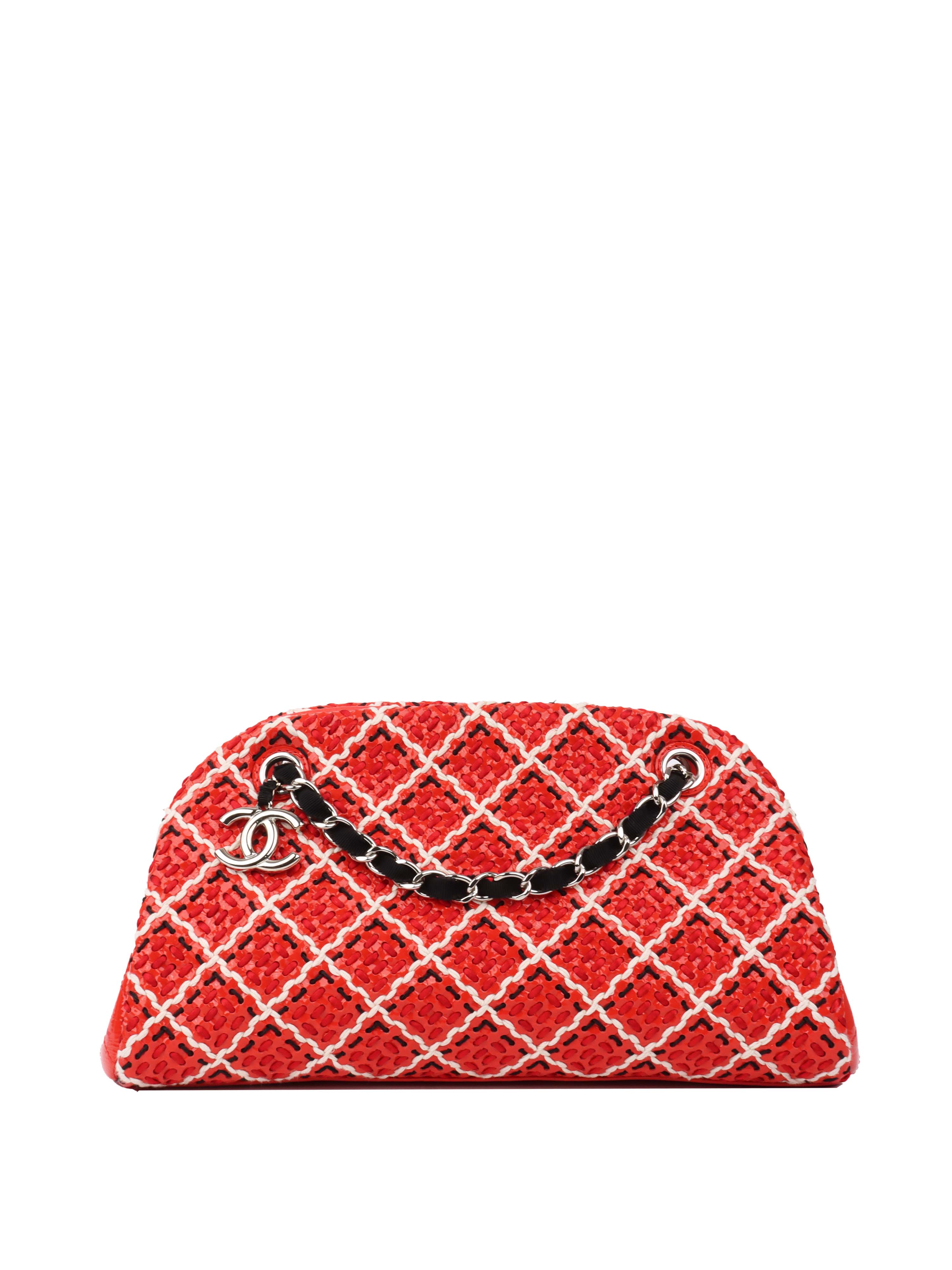 Chanel Limited Edition Red Patent Leather & Tweed Double Chain Shoulder Tote Bag - Luxury Designer Handbag for Women, Perfect for Work, Parties & Special Occasions