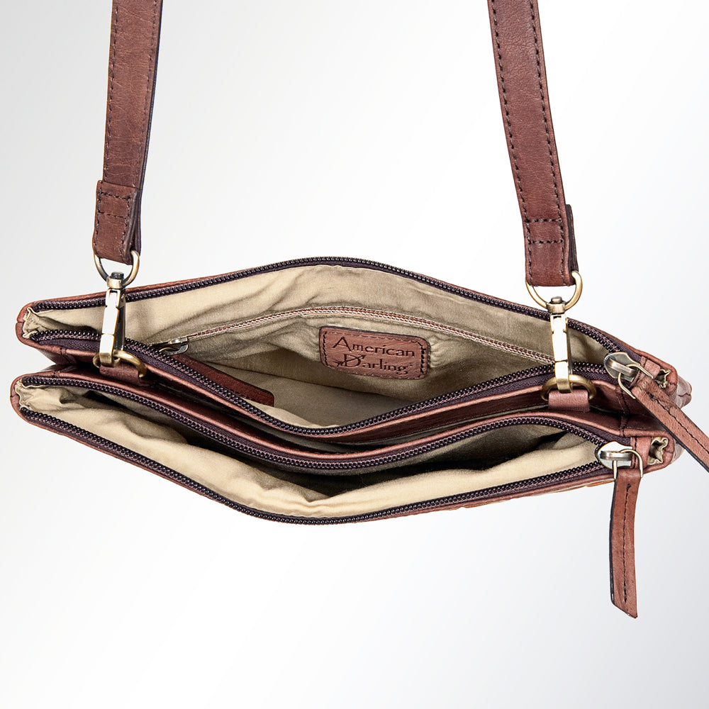 American Darling ADBGI119A Genuine Leather Crossbody Bag for Women - Western Style Handbag Purse for Daily Use, Travel & Casual Outings