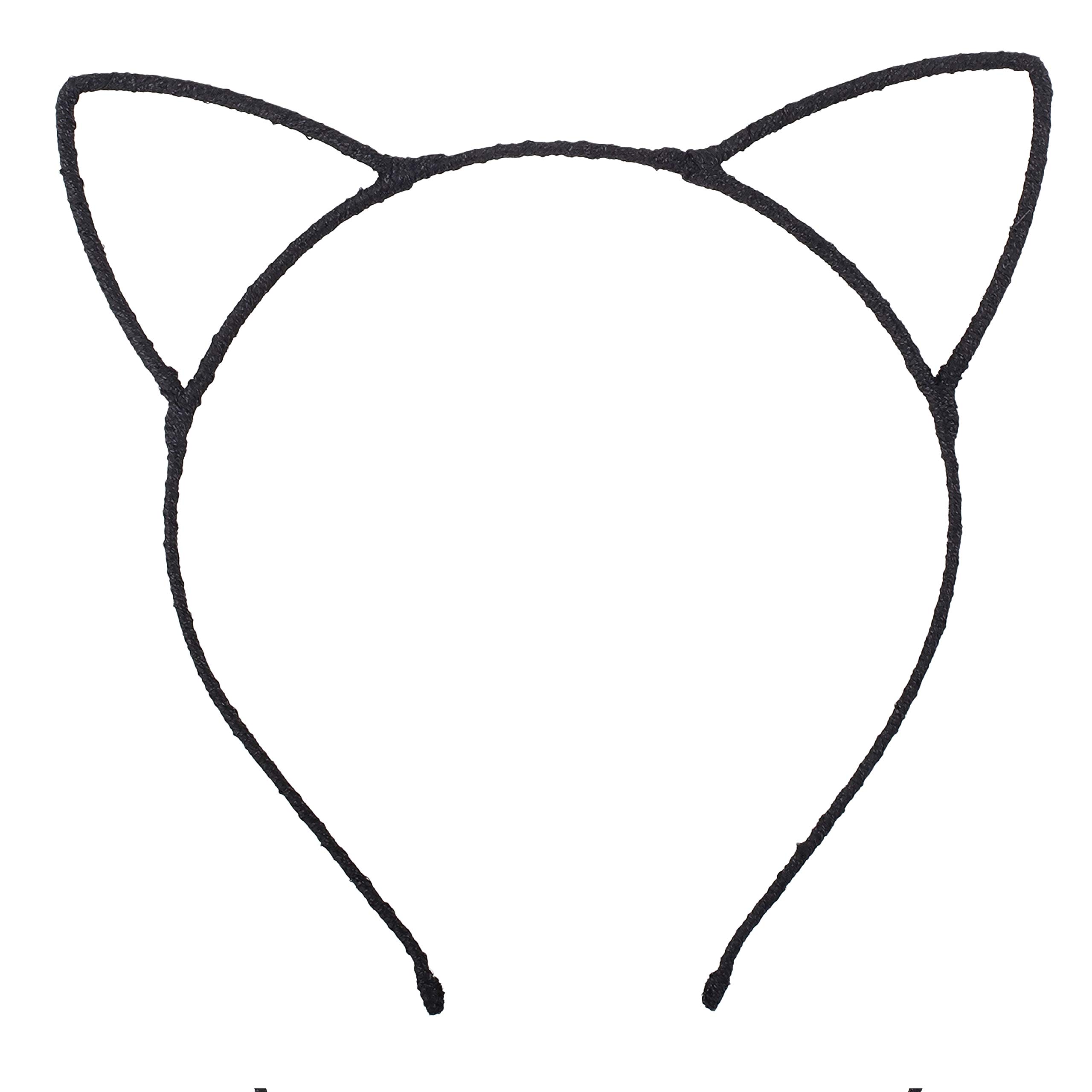 LUX ACCESSORIES White Black Blush Wire Cat Ears Headband Set (3pc) - Girls Christmas Fashion Headbands for Parties, Cosplay, and Festive Events