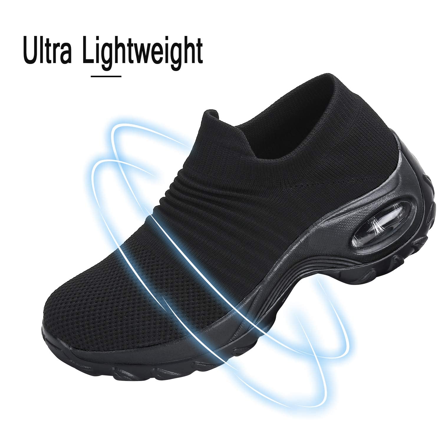 Women's Comfortable Slip-On Walking Shoes - Breathable Mesh Sneakers with Air Cushion & Wedge Platform - Perfect for Casual Wear, Travel & Everyday Comfort