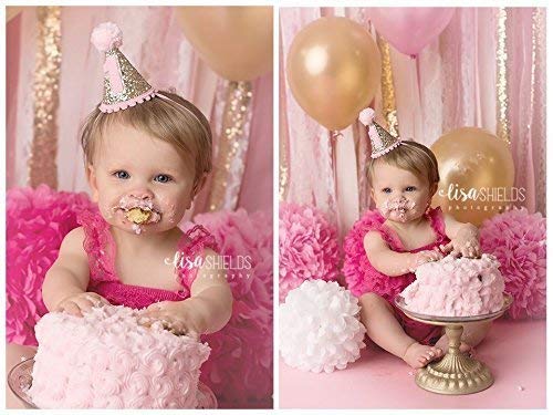 5x6 Pink & Gold Fabric Garland Backdrop with Lace and Sequin - Perfect for Weddings, Baby Showers, and Party Decorations