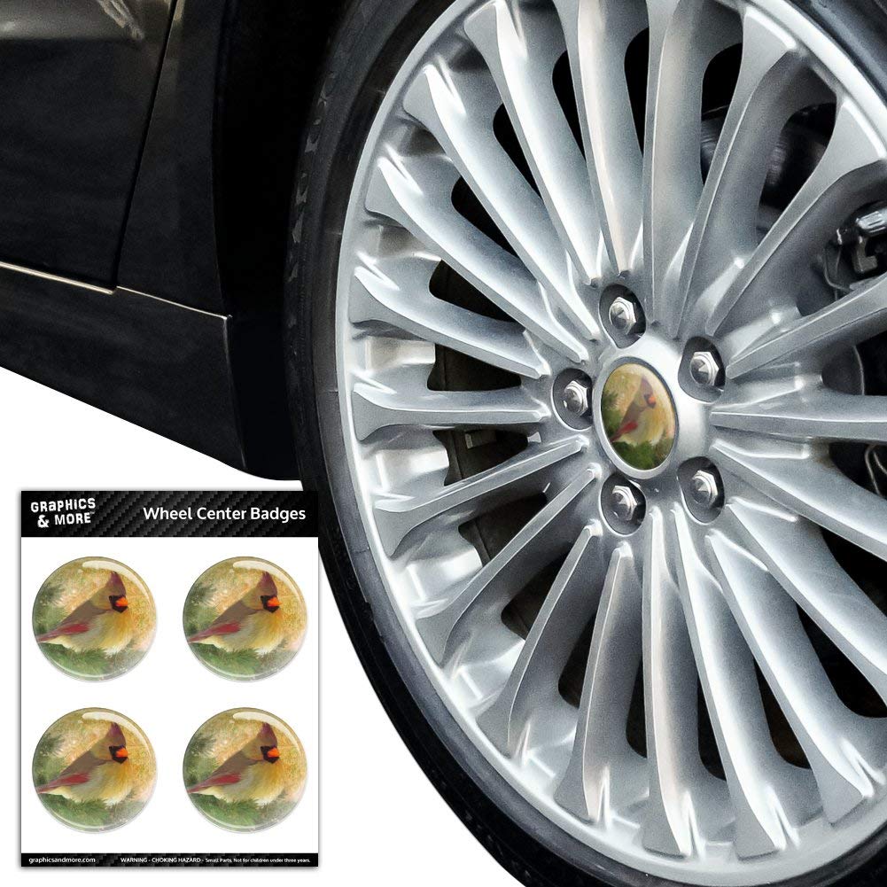 Christmas Cardinal Bird Resin-Topped Wheel Center Caps - Holiday Tire Badge Stickers for Cars, Trucks & SUVs - Perfect for Festive Vehicle Decorations & Gift Giving