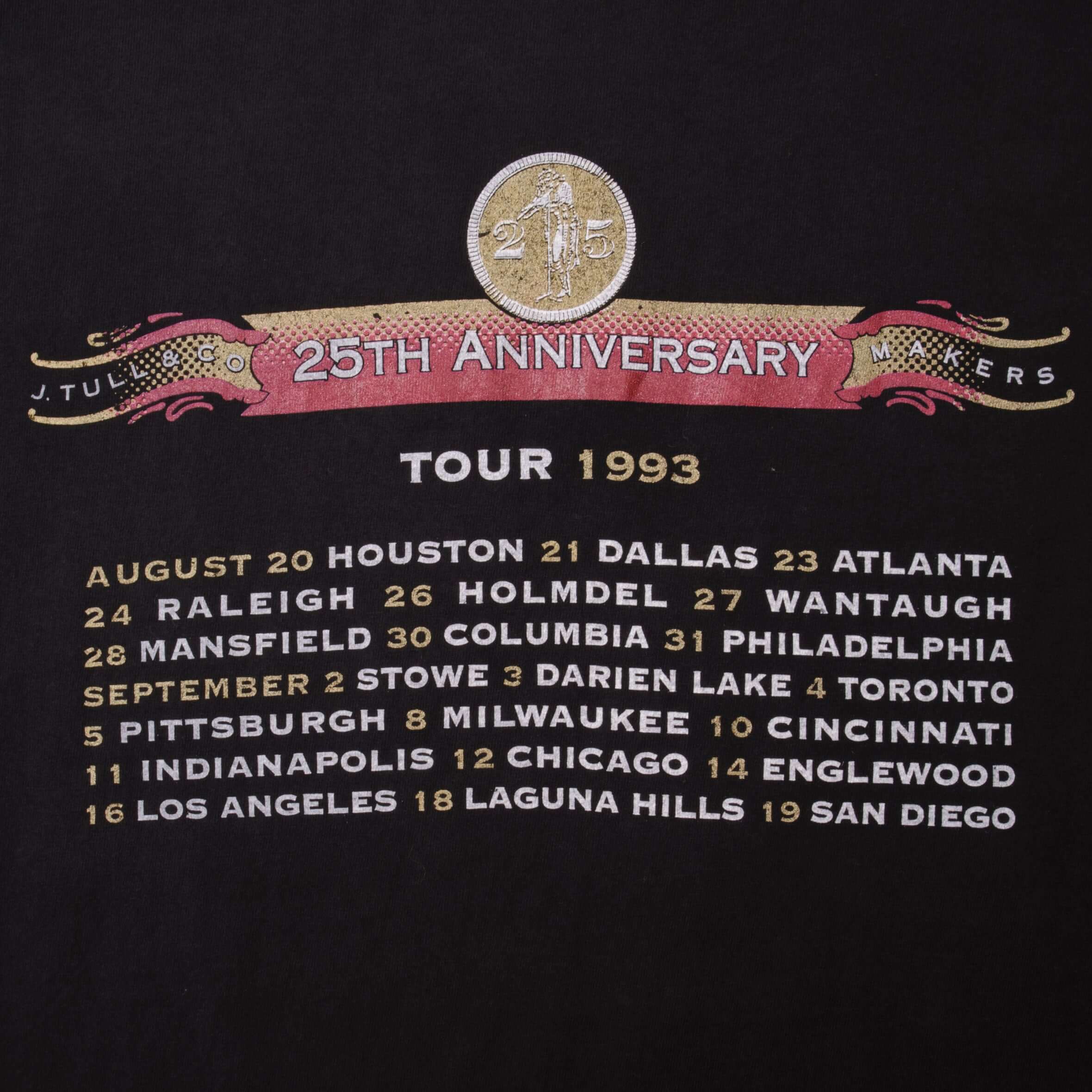 Vintage Jethro Tull 25th Anniversary 1993 Tour T-Shirt XL - Made in USA - Classic Rock Band Merchandise for Concerts & Music Fans