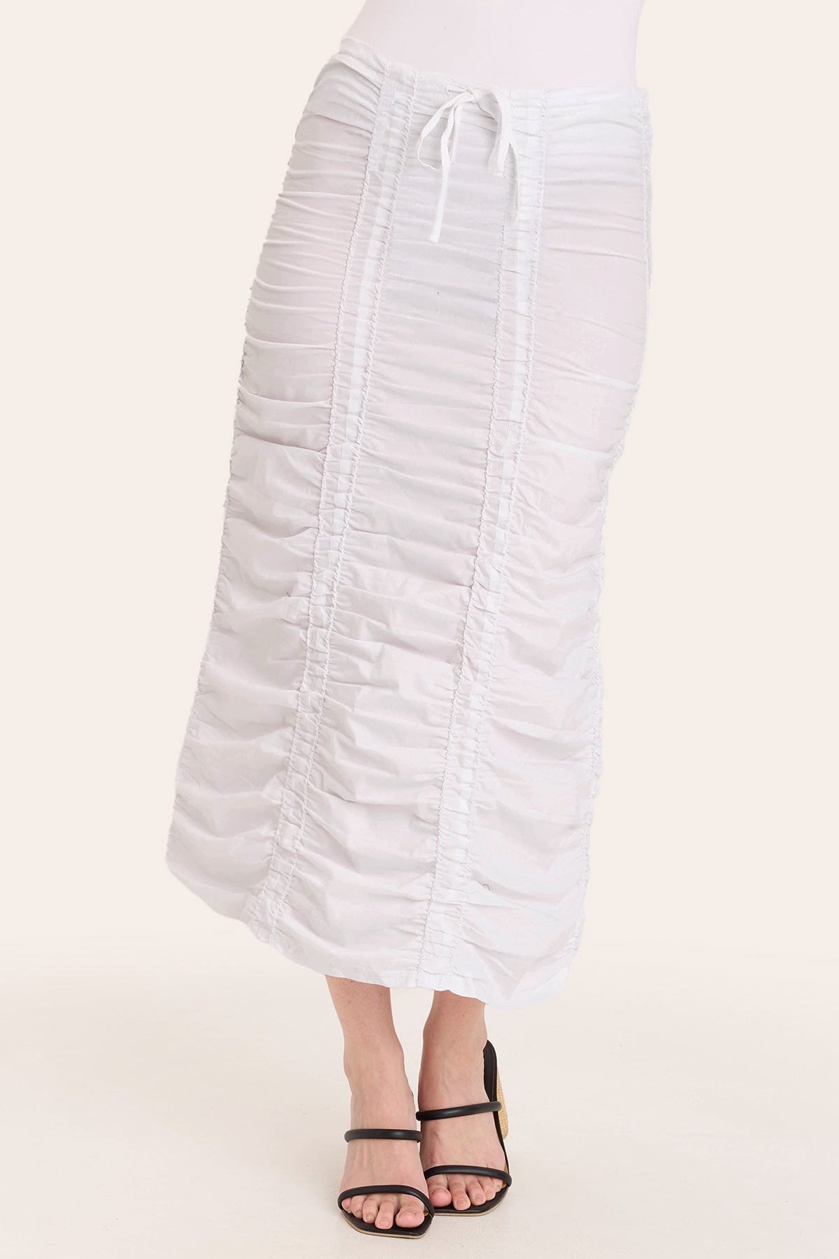 Double Shirred Panel Skirt for Women - Flowy High Waist A-Line Midi Skirt with Elastic Waistband | Perfect for Summer, Beach, Office & Casual Outfits