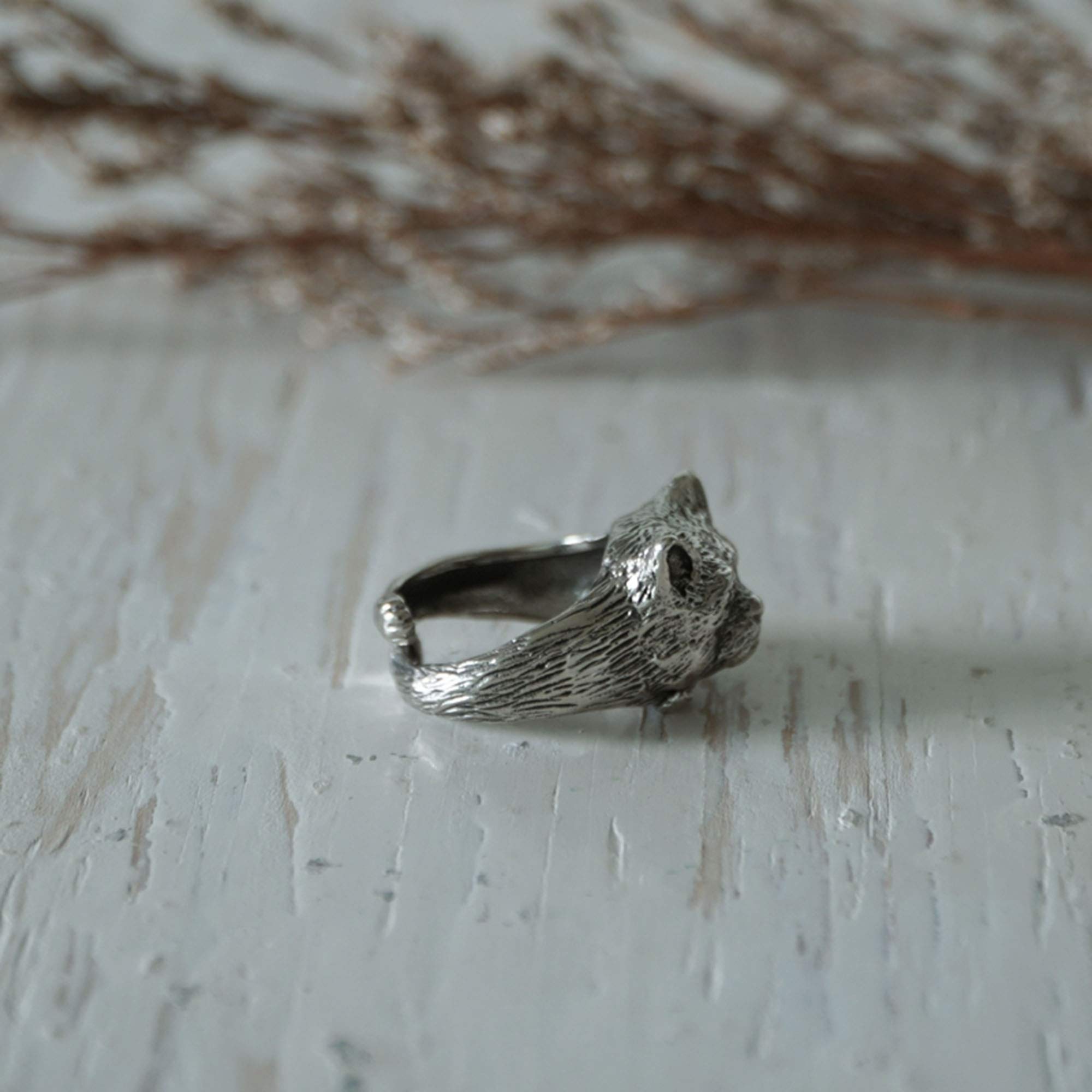 925 Sterling Silver Cat and Glasses Ring - Adorable Kitty Lover Gift with Animal Ears, Boho Style Jewelry for Women | Perfect for Cat Enthusiasts, Casual Wear & Unique Gifts