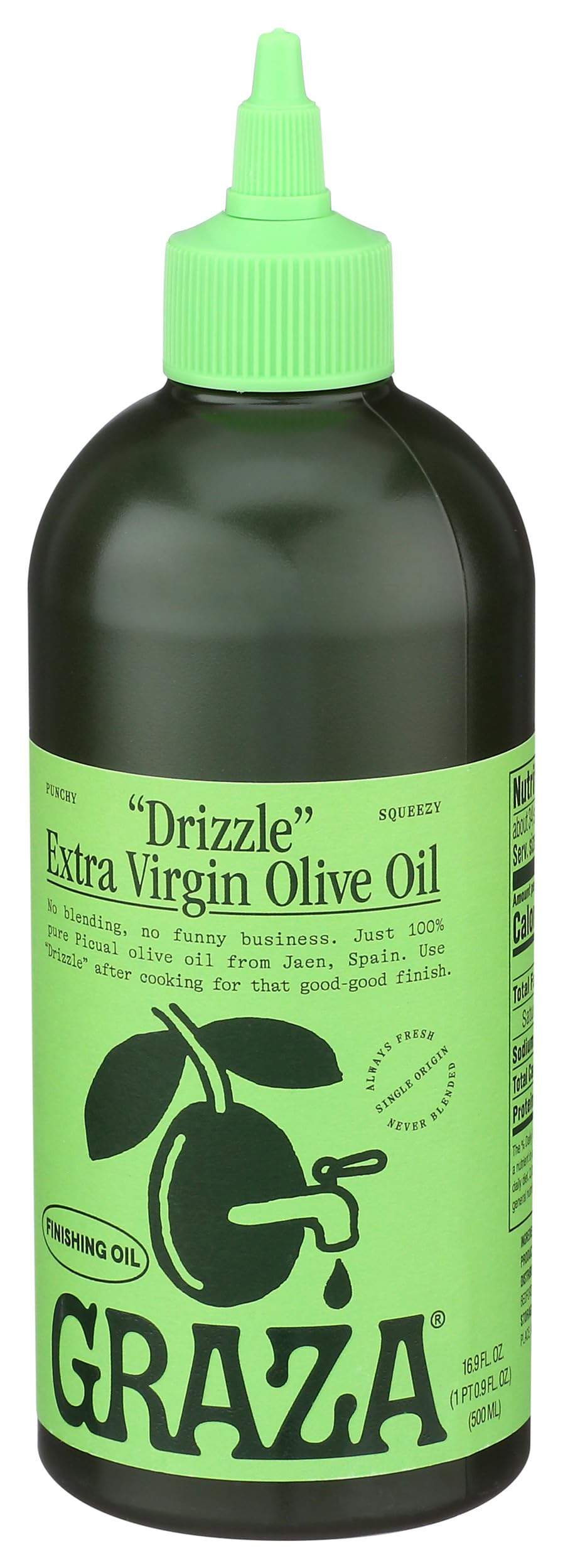 Graza Drizzle Extra Virgin Olive Oil - 500ml (16.9 Fl Oz) Cold Pressed, Unfiltered, Premium Cooking Oil - Pack of 6 Bottles - Perfect for Salads, Pasta, Bread Dipping & Gourmet Recipes