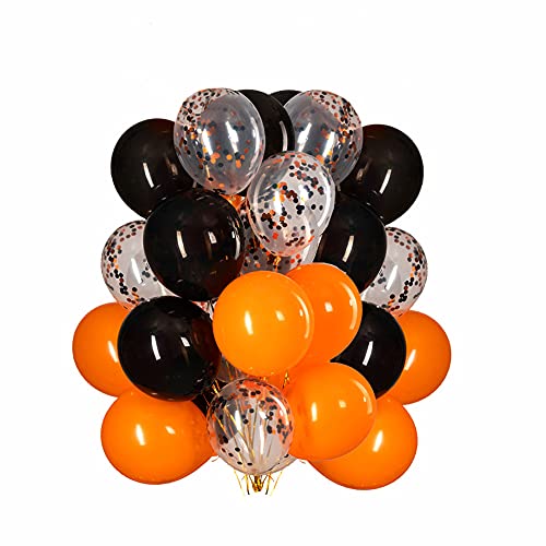 12in Orange+black Confetti 50pcs