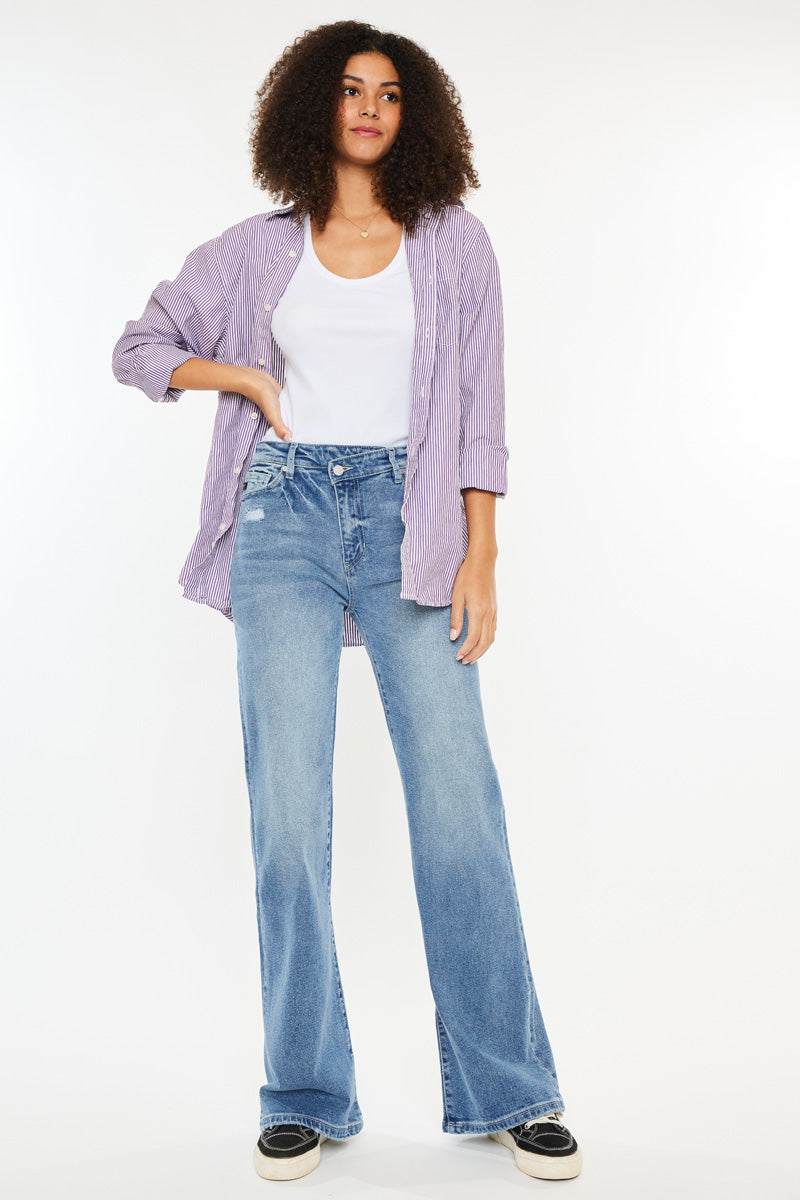 Lynn High Rise Wide Flare Jeans for Women - Stretchy Comfort Denim Pants with Flared Legs | Perfect for Casual Outfits, Date Nights & 70s Retro Style