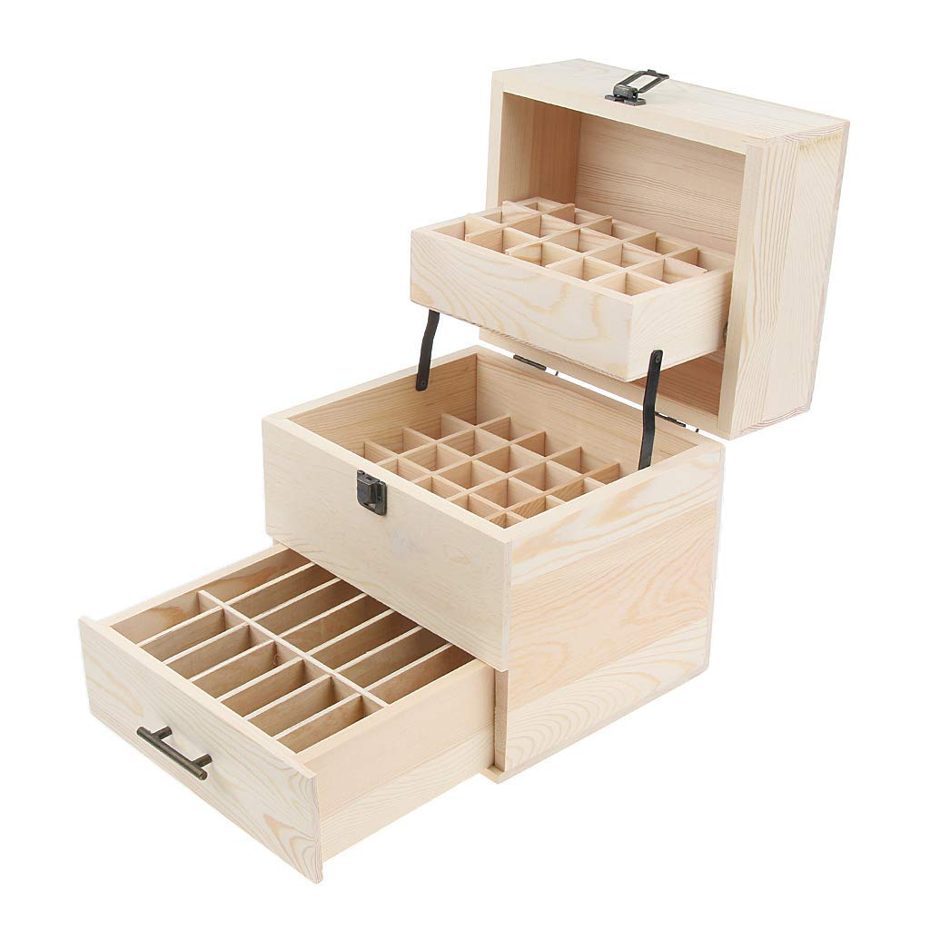 59-Slot Wooden Essential Oil Storage Box - Aromatherapy Display Case & Organizer for Essential Oils, Perfect for Home Spa, Massage Therapy, and Yoga Studio Use