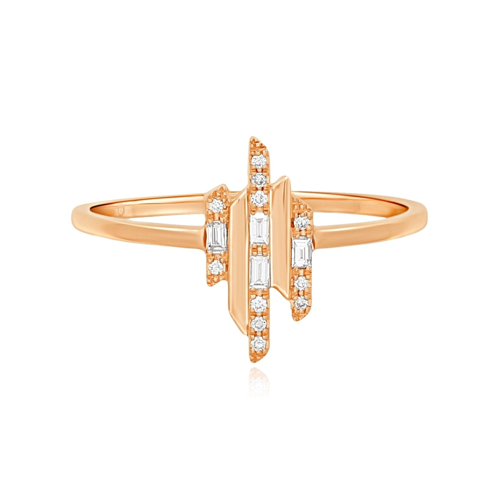 Art Deco Mixed Diamond Cocktail Ring in 14K Solid Rose Gold - Vintage Inspired Jewelry for Women, Perfect for Parties, Weddings & Special Occasions