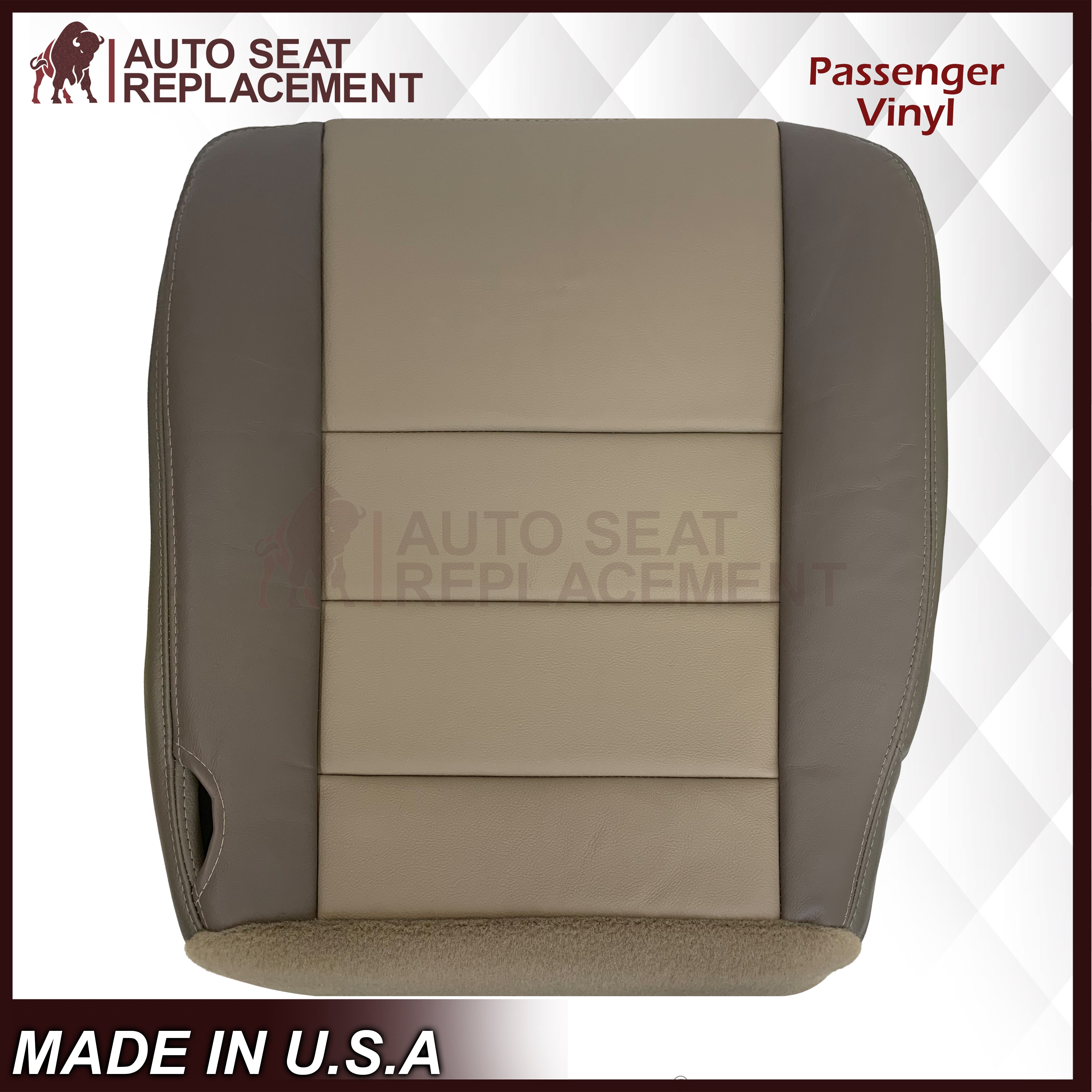 2002-2004 Ford Excursion Eddie Bauer Leather & Vinyl Seat Covers - 2-Tone Gray & Tan - Custom Fit Replacement Covers for Enhanced Comfort & Style - Perfect for Road Trips & Family Adventures
