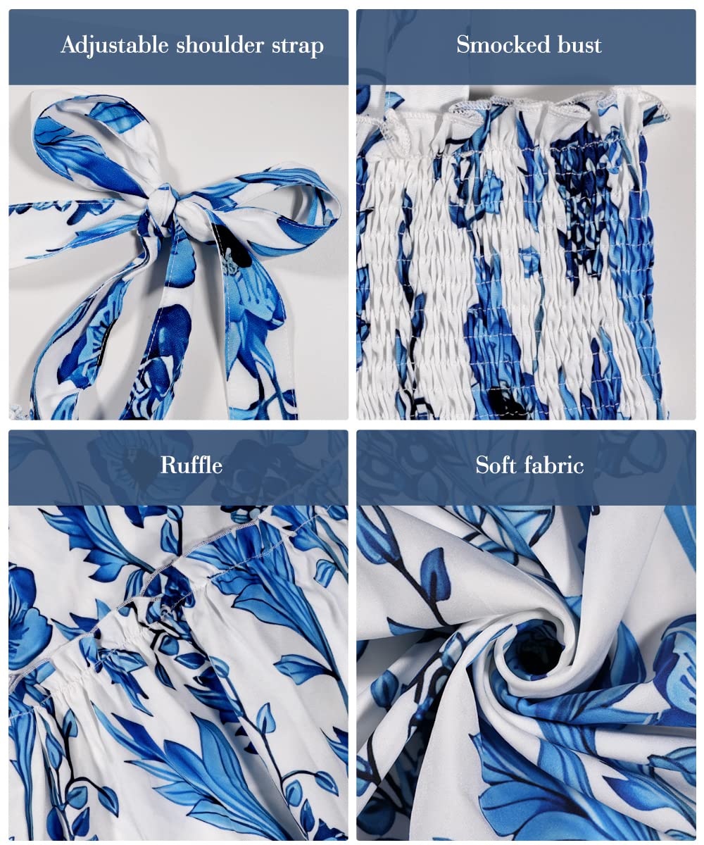 Boho Maxi Summer Dresses for Women 2023 - Flowy Ruffle Smocked Dress for Beach, Vacation & Casual Wear