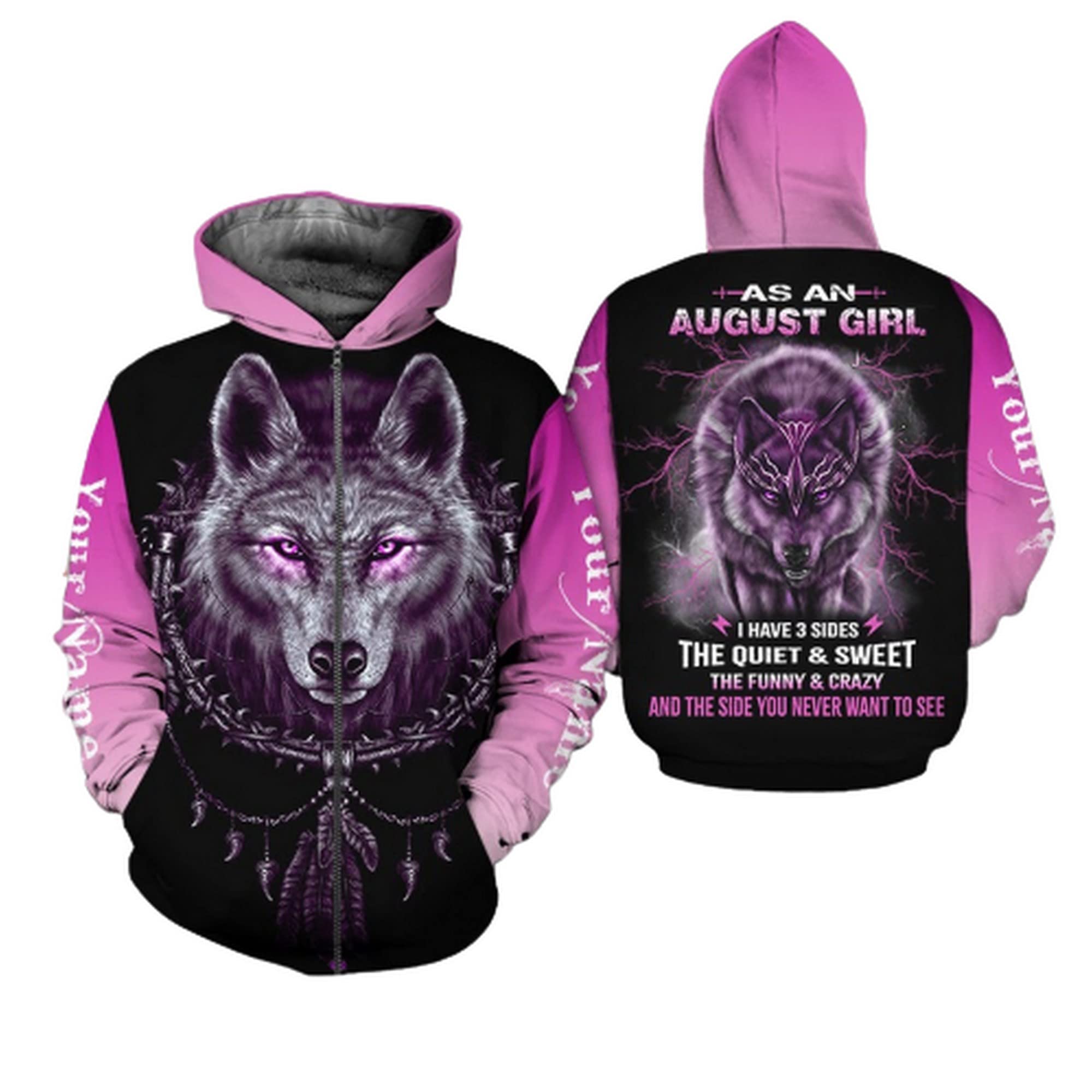 3D Printed August Girl Hoodie - Personalized Unisex Pullover Sweatshirt with Front Pocket | Christmas & Birthday Gifts for Men and Women | Casual Wear, Street Fashion, Gift Giving Occasions