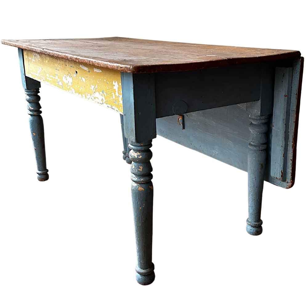 Vintage Hand-Painted Drop Leaf Table - Extendable Dining Table for Small Spaces | Perfect for Apartments, Breakfast Nooks & Cozy Kitchens