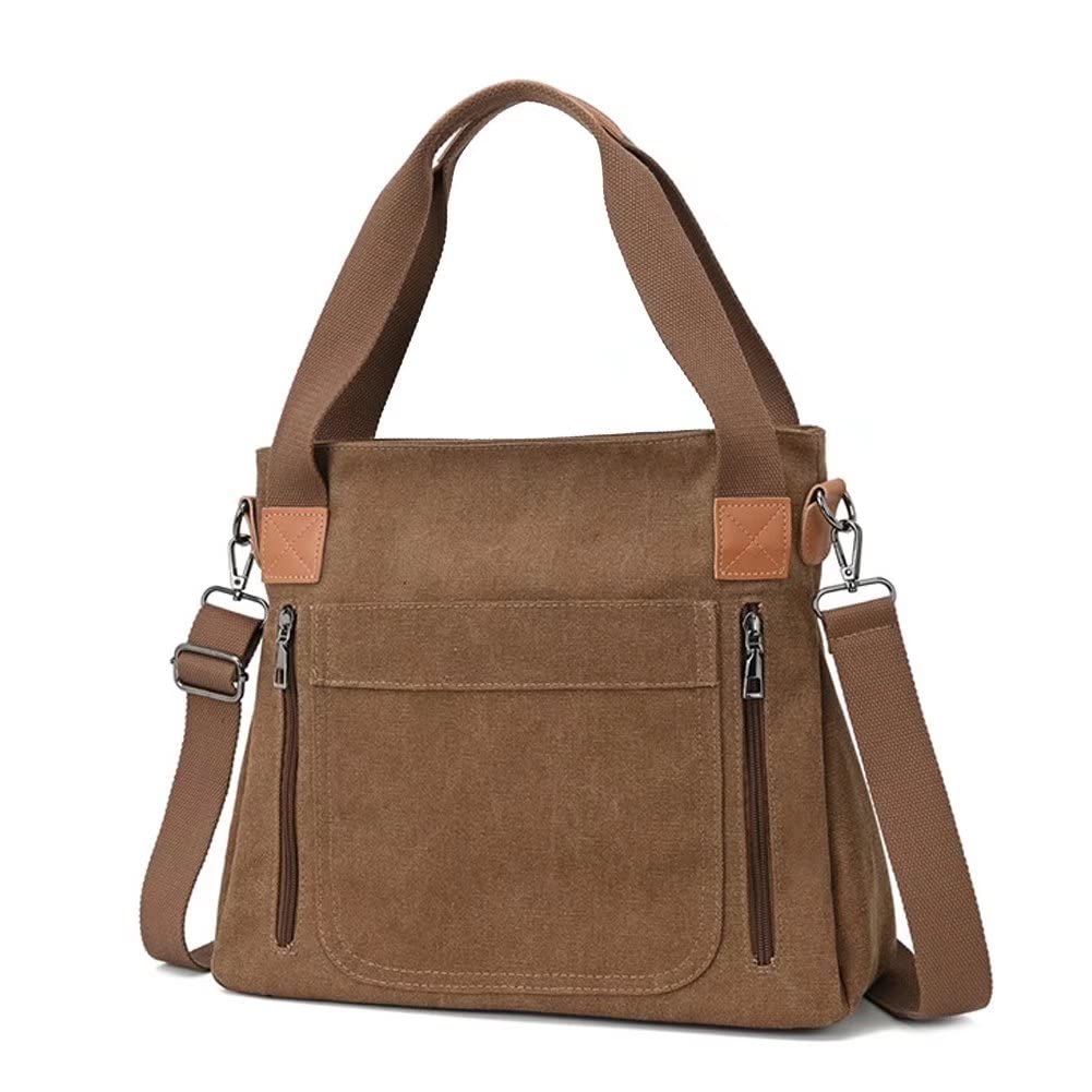 Stylish ROUROU Canvas Shoulder Bag for Women - Large Capacity Top Handle Tote & Crossbody Purse - Perfect for Work, Travel & Everyday Use