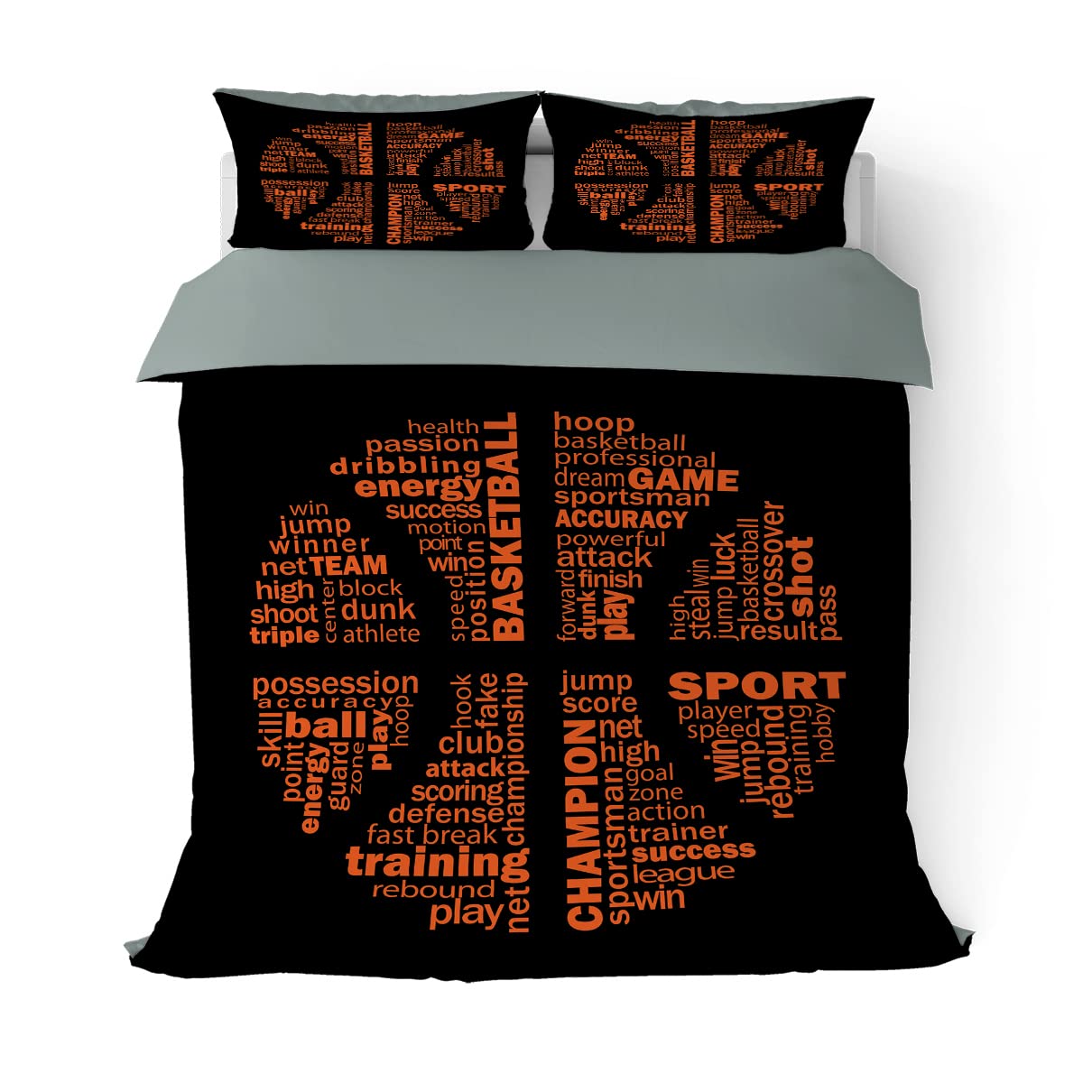 Sports Basketball Duvet Cover Set Twin Size - 3 Piece Soft Microfiber Bedding Set for Kids, Boys & Teens - Game Shot Ball Design with 2 Pillowcases - Perfect for Boys' Room Decor, Dorm Room & Sports Themed Bedrooms