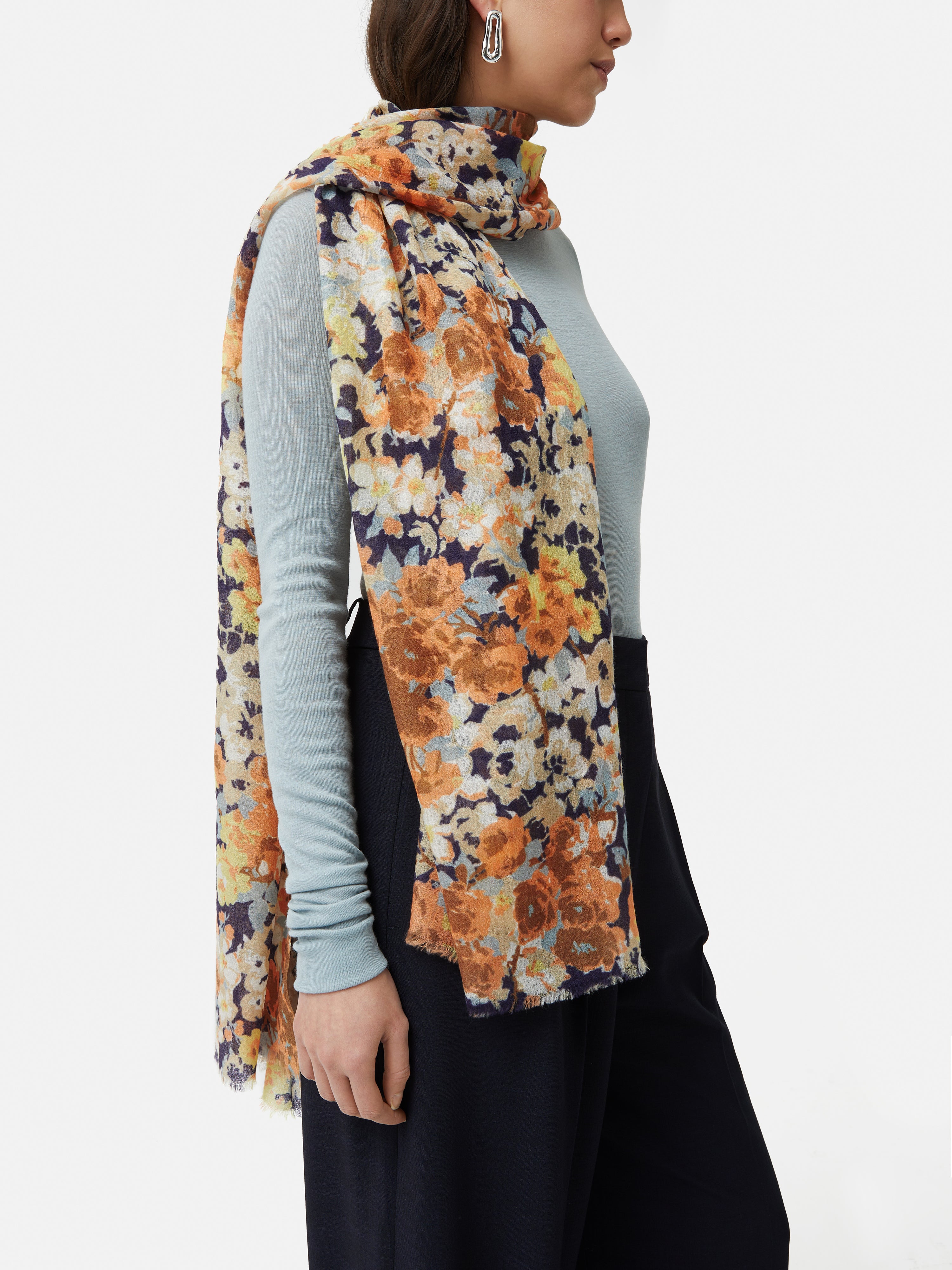 Sheer Petal Gauze Scarf - Lightweight Floral Print Shawl Wrap for Women | Perfect for Beach, Wedding, and Summer Outfits