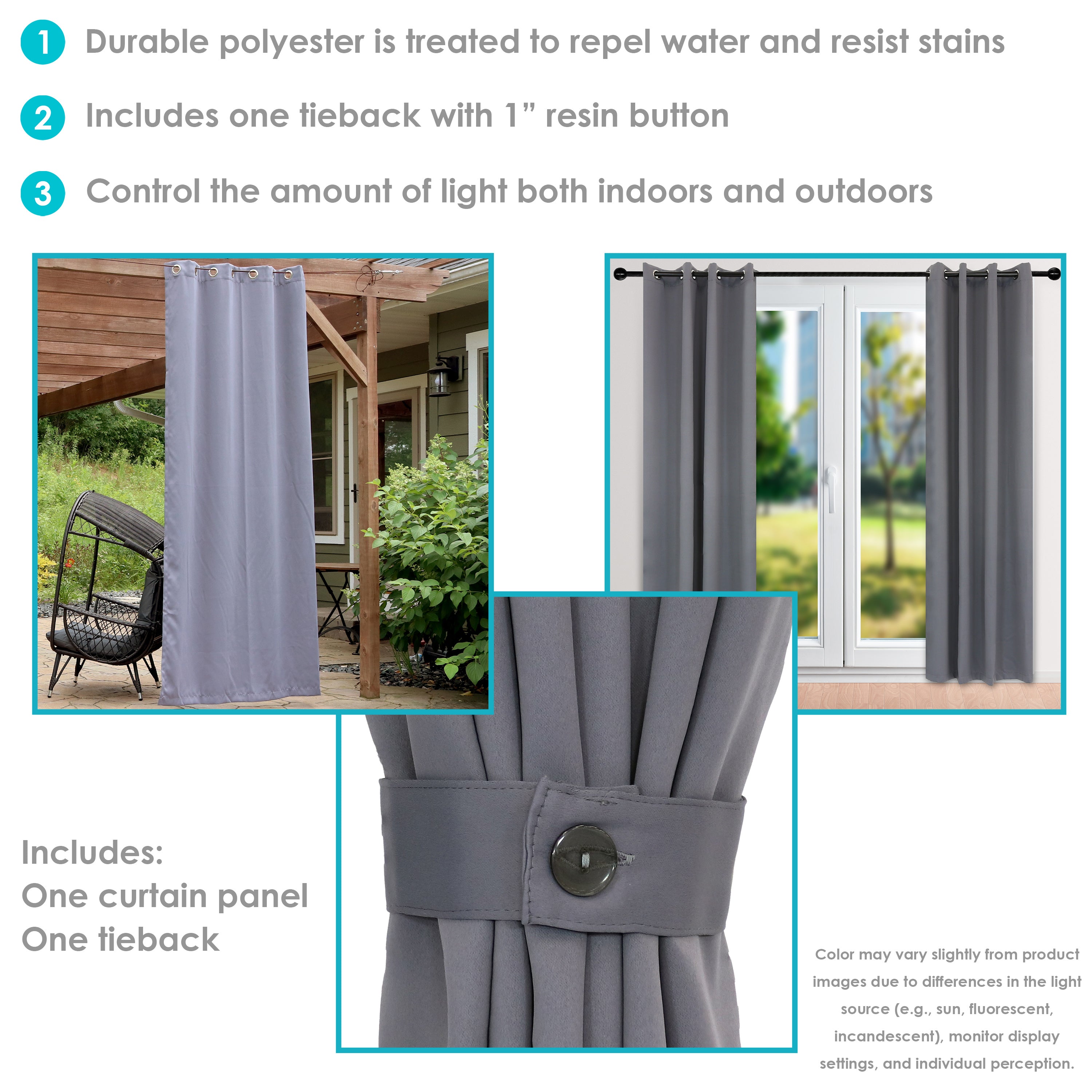 Blackout Curtain Panels with Grommet Top for Bedroom & Living Room - Sun Blocking Thermal Insulated Drapes by Sunnydaze Outdoor - Perfect for Home, Office, and Nursery