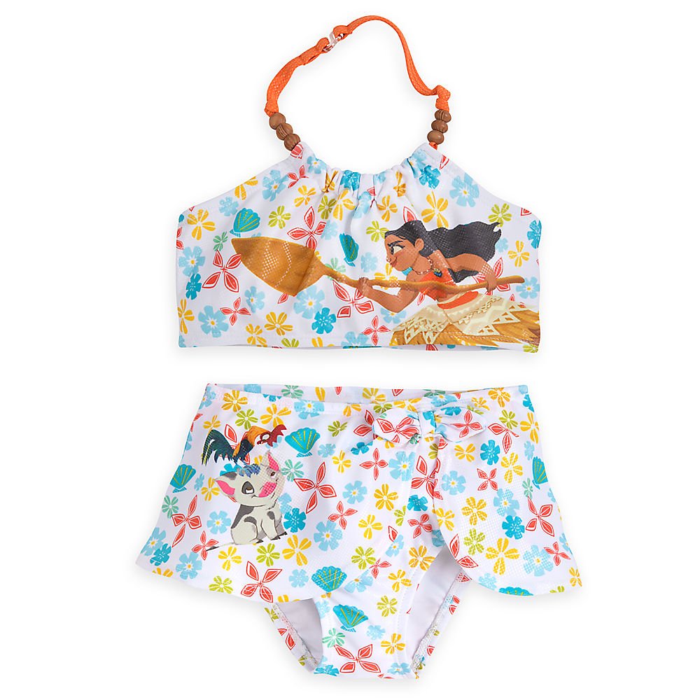 Disney Moana Two-Piece Swimsuit for Girls - Cute Tropical Print Bathing Suit for Beach, Pool & Summer Vacation