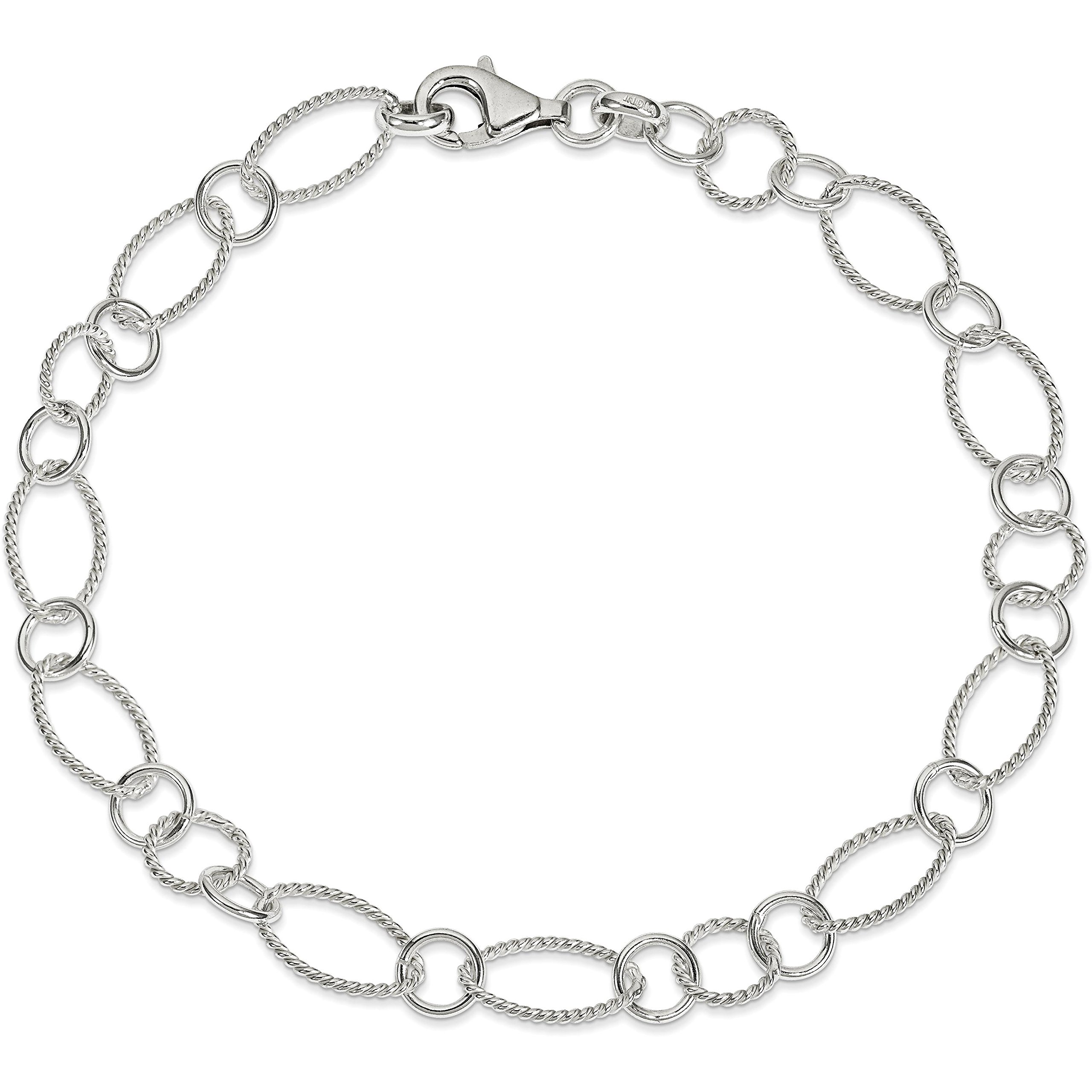 FindingKing Sterling Silver Fancy Link Anklet Chain Jewelry 10