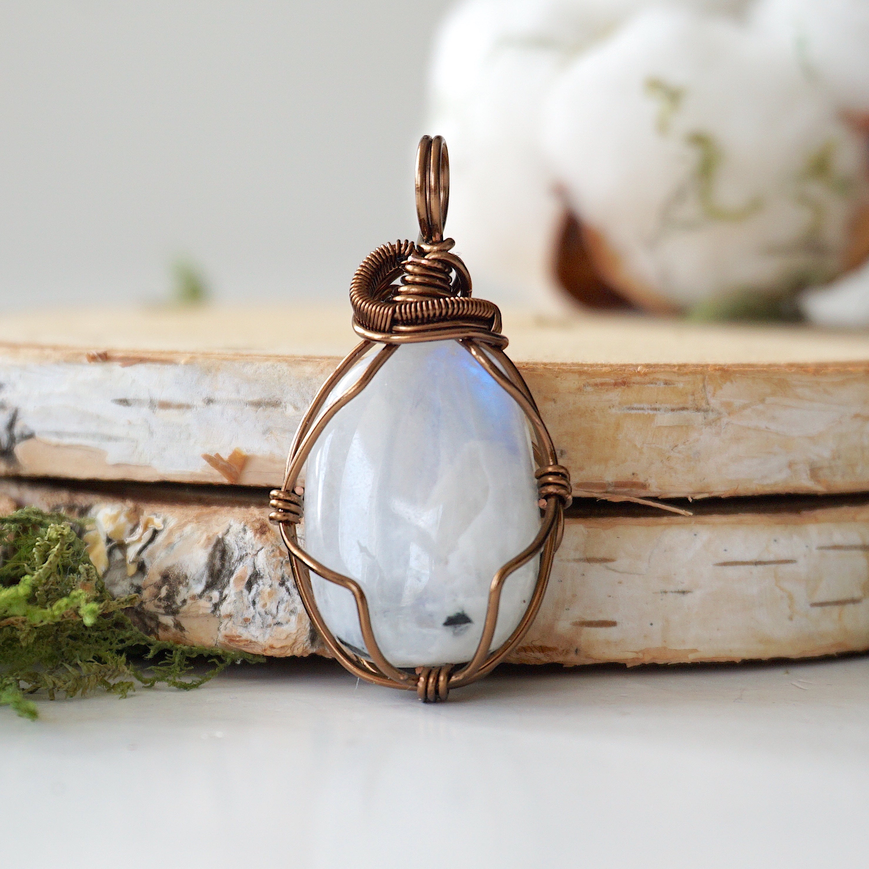 Rainbow Moonstone Necklace in Antique Bronze - Elegant Boho Jewelry for Women, Perfect for Weddings, Parties & Everyday Wear