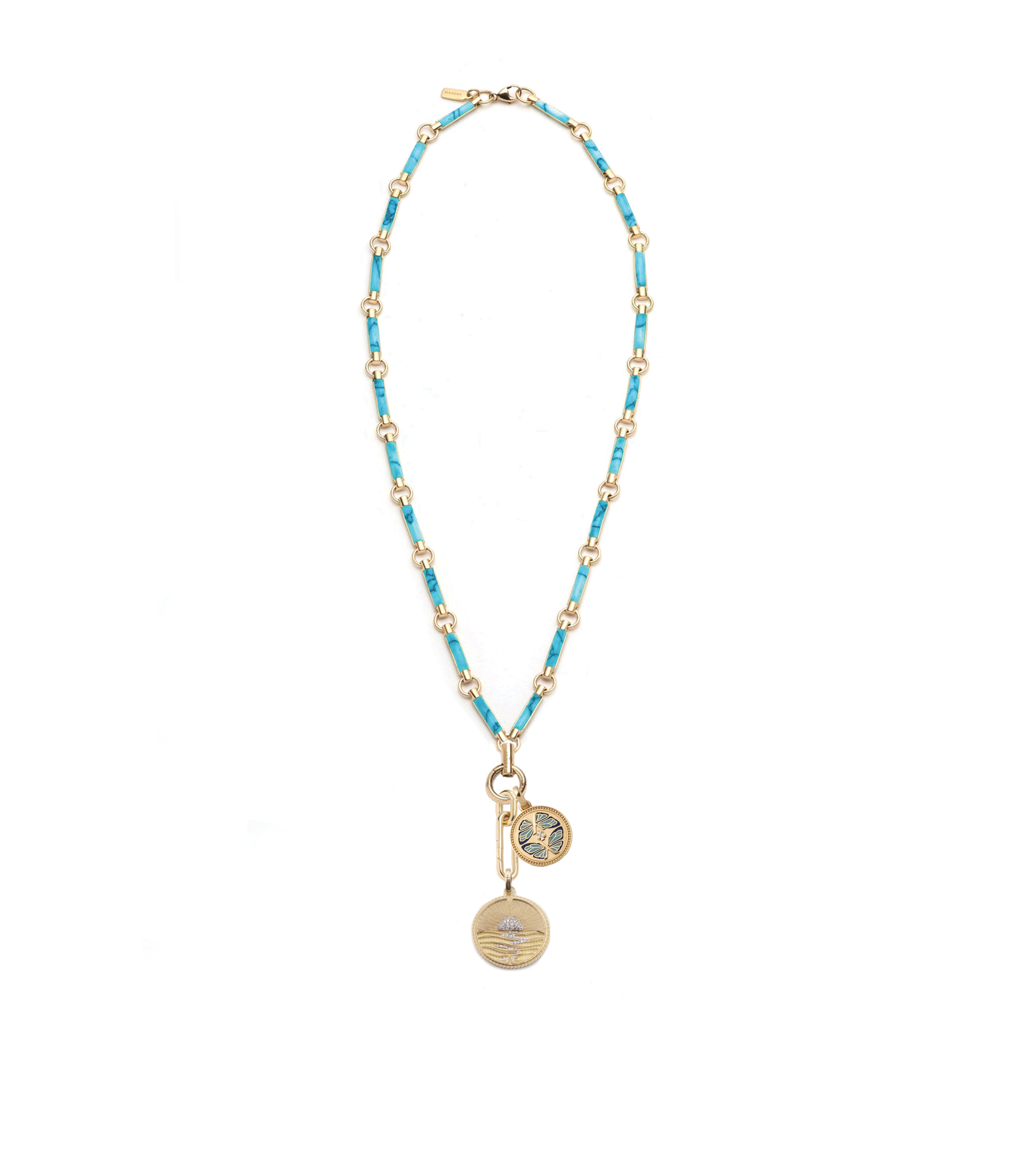 New Beginnings Drop Element Chain Necklace with Genuine Turquoise Stone - Perfect for Boho Jewelry, Layering & Everyday Wear