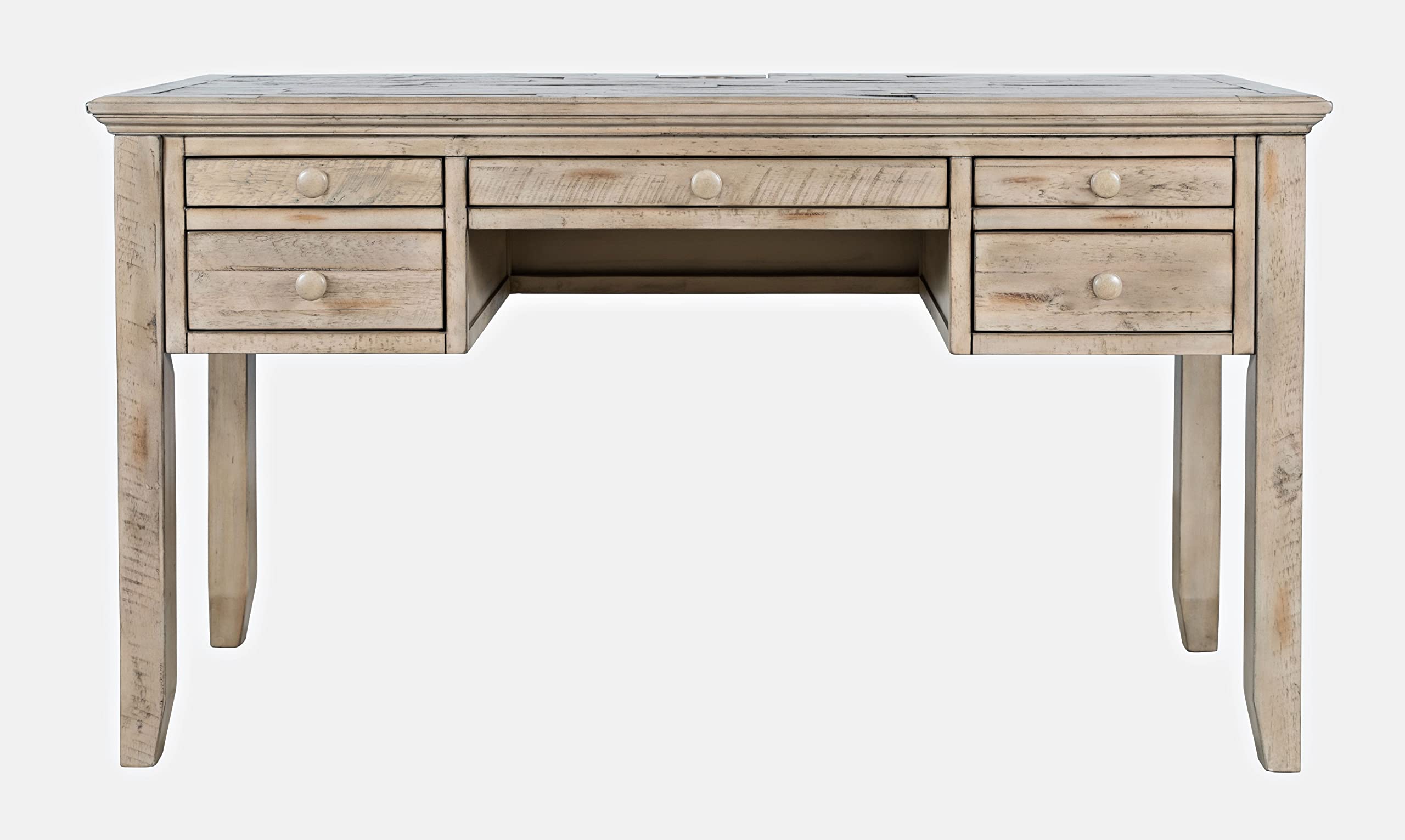 Jofran Rustic Shores Distressed Acacia Wood Farmhouse Desk with USB Charging Port - Perfect for Home Office, Study Room & Modern Workspace
