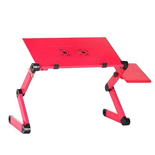 Foldable Laptop Stand with Cooling Fans - Portable Adjustable Laptop Desk for Notebook & PC - Ergonomic Vented Stand for Work, Study & Gaming - Pink Bed Tray for Home, Office & Travel Use