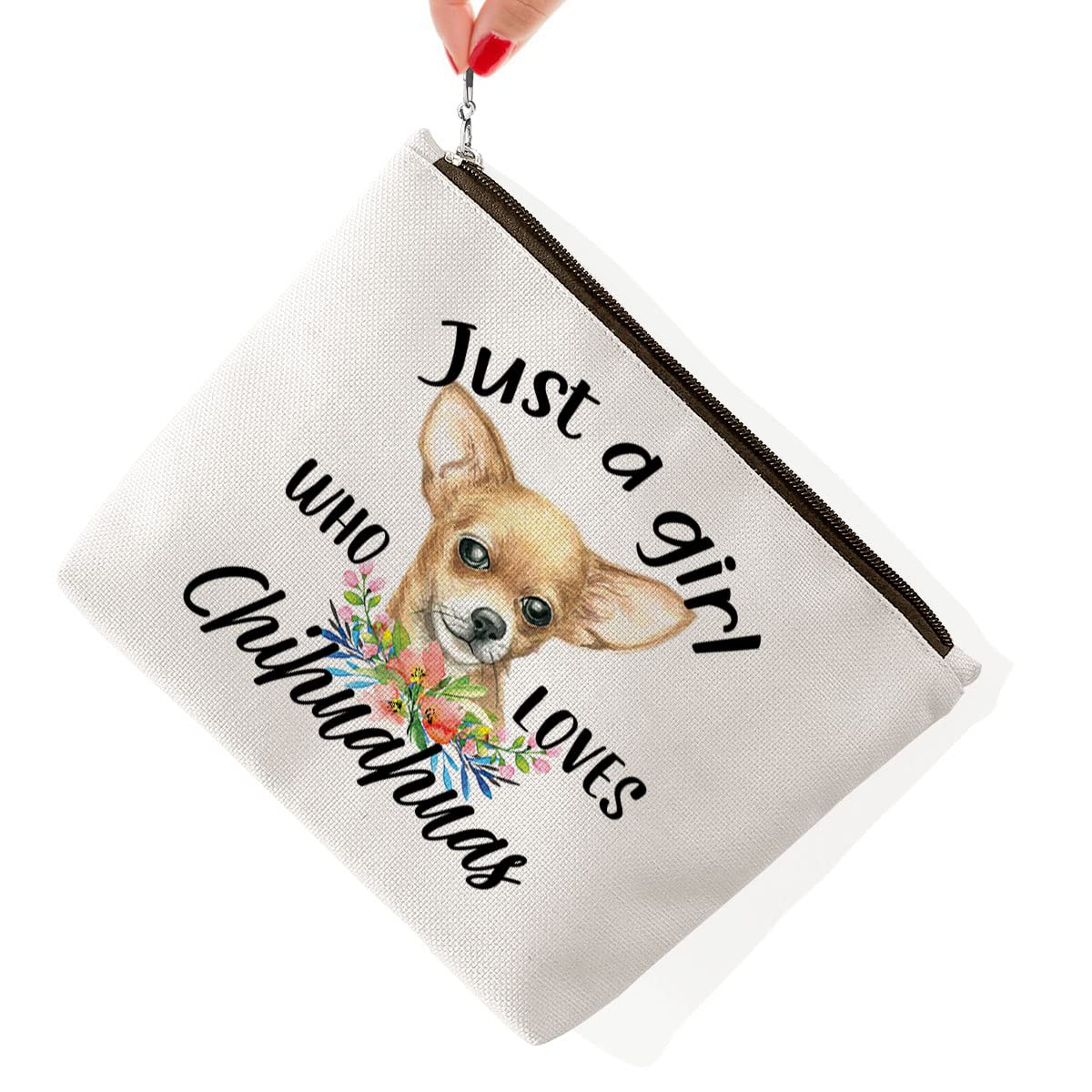 BiuNiuring Chihuahua Themed Makeup Bag for Women - Perfect Dog Lover Gift, Cute Chihuahua Cosmetic Pouch for Dog Nannies & Pet Owners - Ideal for Travel, Gym & Daily Makeup Storage