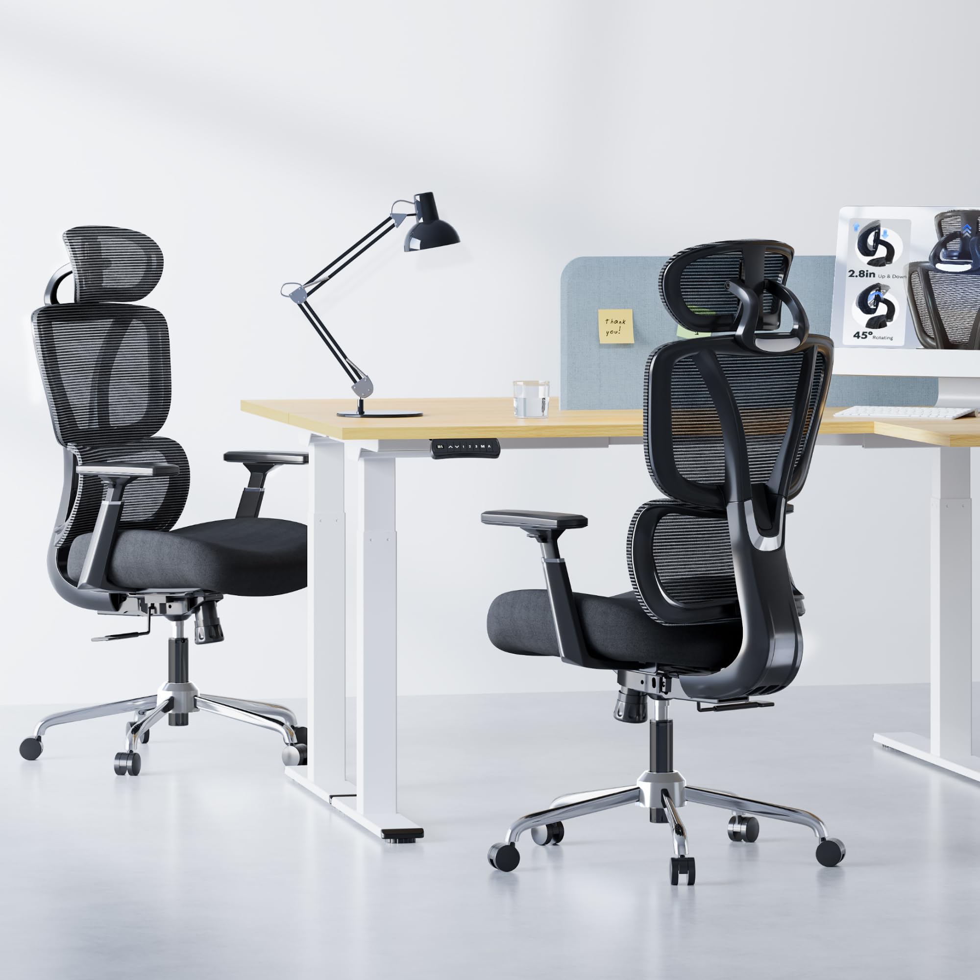 FLEXISPOT Ergonomic Office Chair - Big and Tall Desk Chair with Adjustable Lumbar Support, Headrest & 360° Swivel - Heavy Duty Computer Gaming Chair for Home Office, Workstation, Video Gaming (Black)