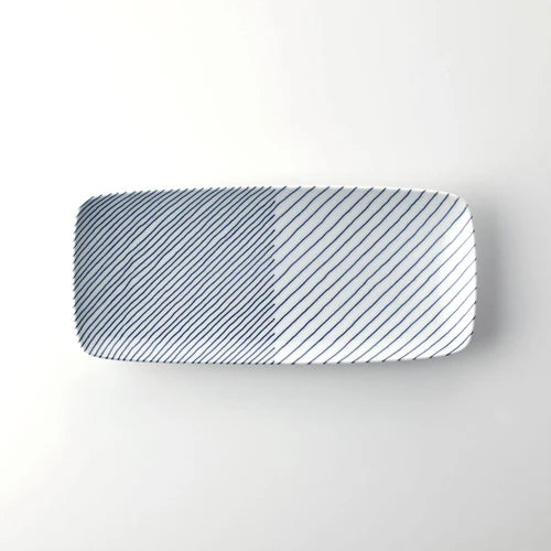 Premium Japanese Hasami Yaki Ceramic Plates Set of 2 - Handcrafted Striped Design for Dining & Serving | Elegant Tableware for Restaurants, Home Decor & Gift Giving