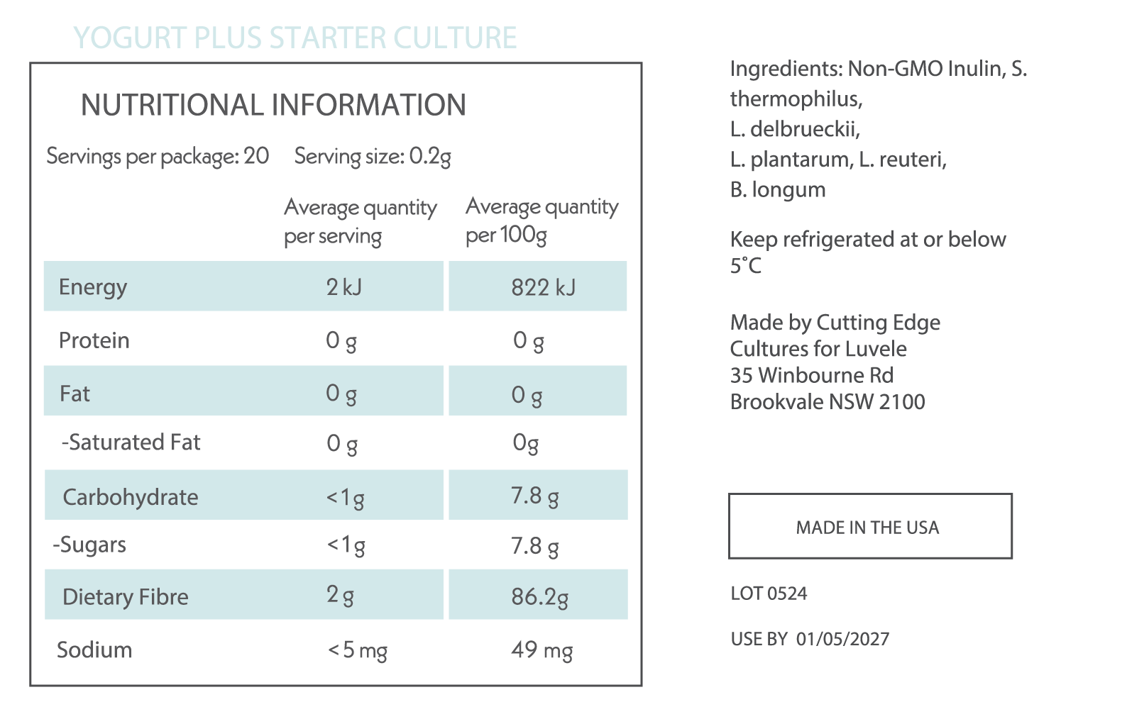 Dairy-Free Vegan Yogurt Starter Culture for Homemade Yogurt - Yogurt PLUS Starter Kit | Perfect for Plant-Based, Lactose-Free & Keto Diets