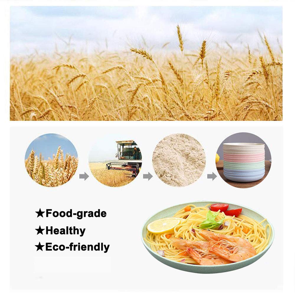 4-Pack 7-Inch Lightweight Wheat Straw Plates - Unbreakable, Dishwasher & Microwave Safe Dinner Plates for Toddlers & Kids - Anti-Slip, Eco-Friendly (4 Colors) - Perfect for Family Meals, Picnics & Outdoor Dining