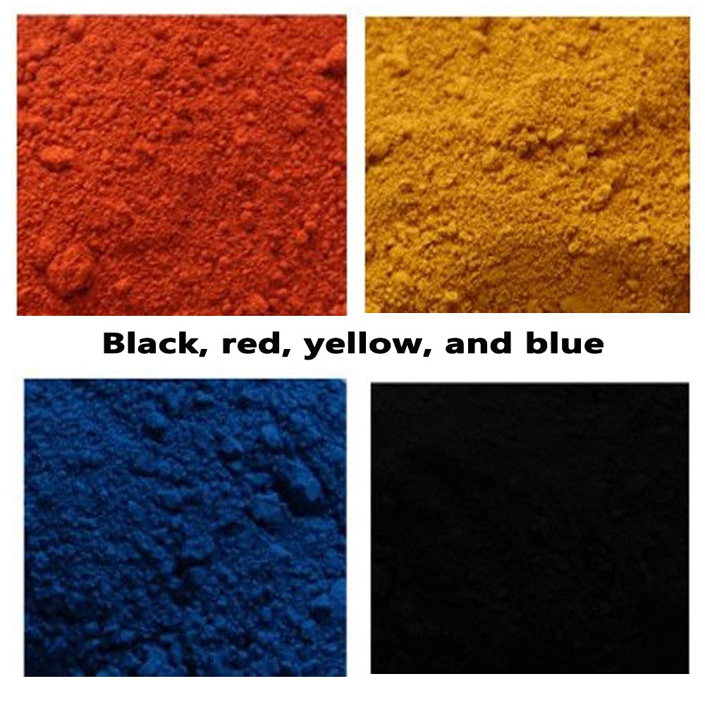 200g Iron Oxide Powder Set (4 Packs) - Black, Yellow, Red & Blue Concrete Pigment for Cement & Mortar | 50g Each | DIY Crafts, Staining, Coloring Projects